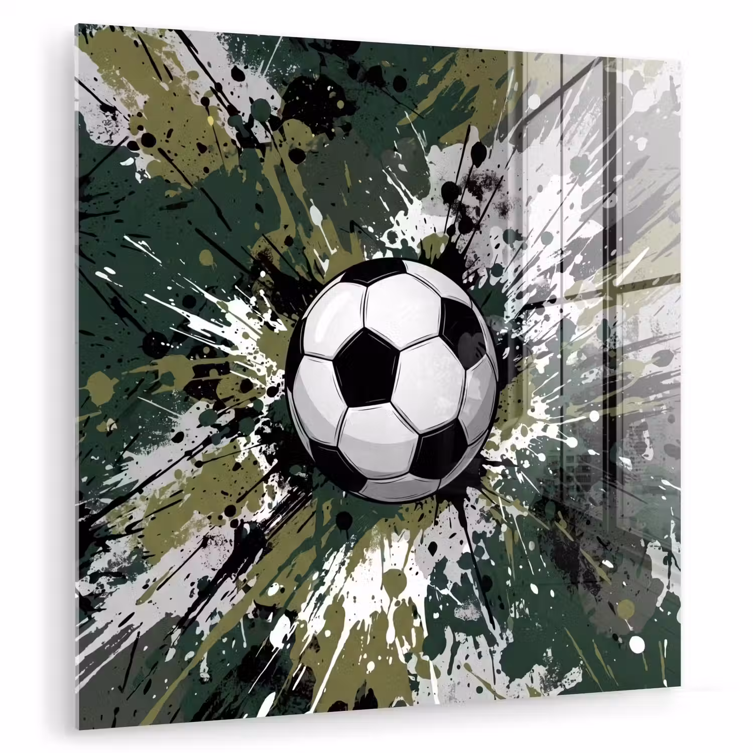 Voetbal - Verf - Spetters - Groen plexiglas 5mm klein -zzzproduct_nieuw
