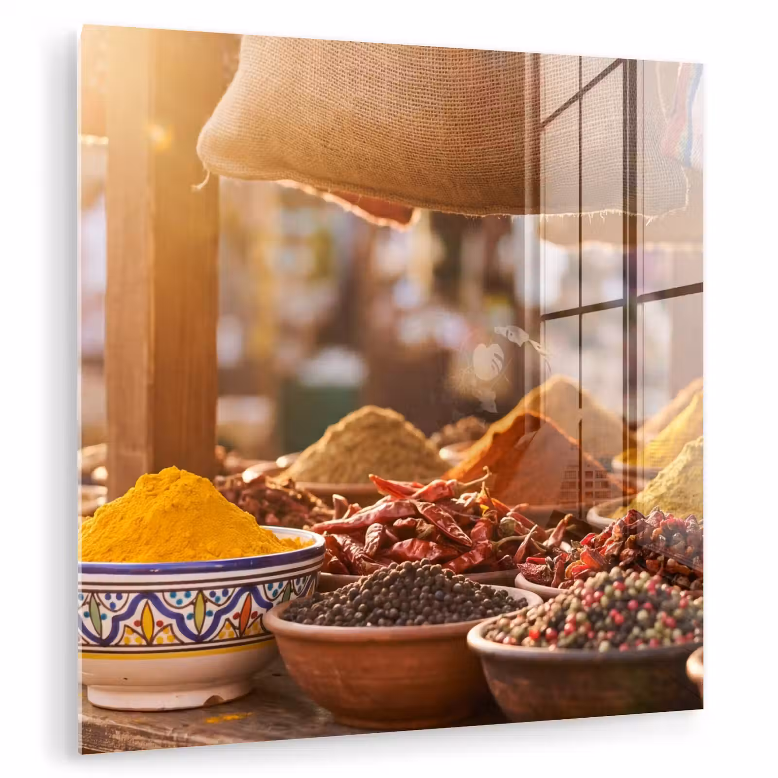 Glass Print - Spices - Market - Colorful - Specerijen - Markt - Kleurrijk plexiglas 5mm klein