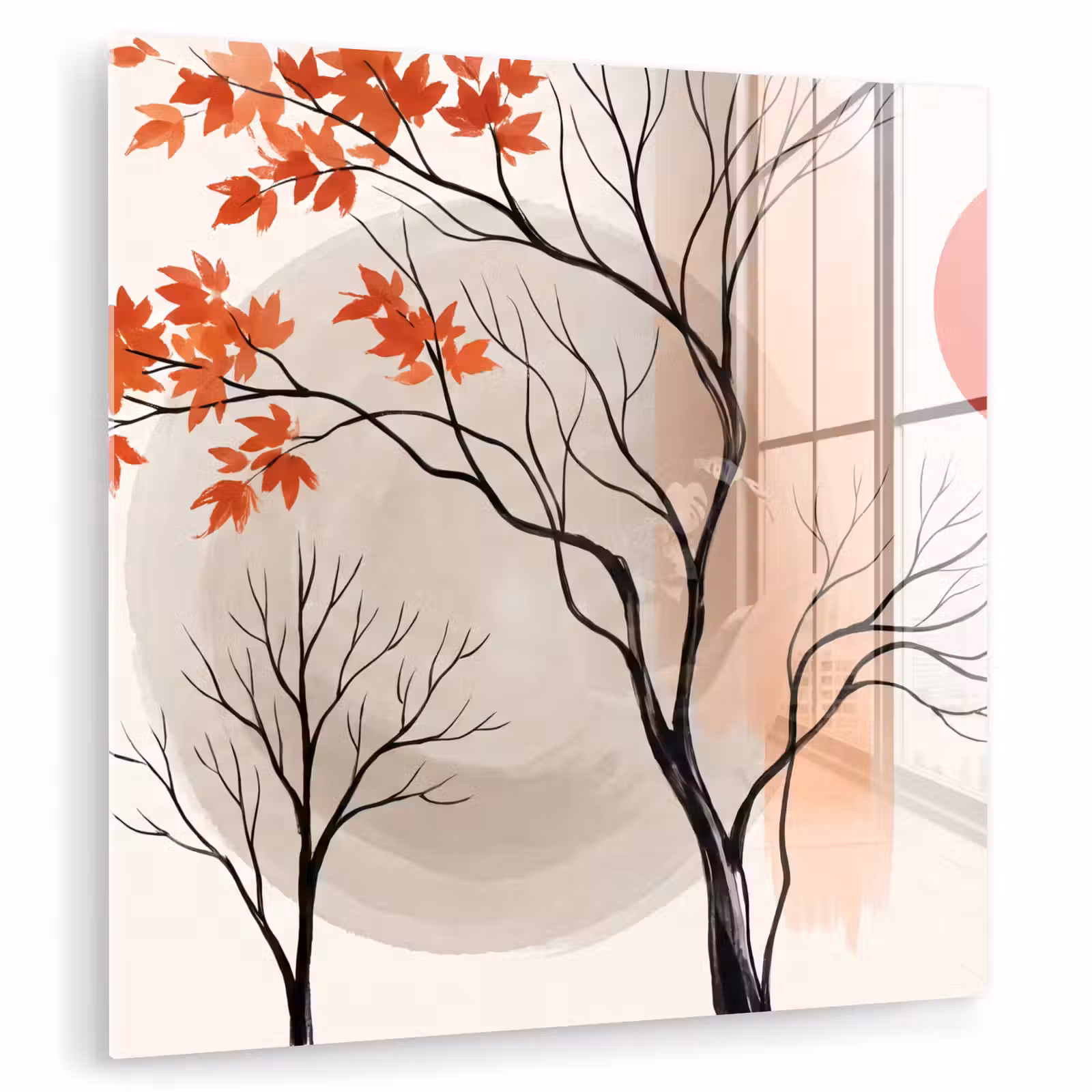 Glass Print - Tree - Red - Abstract - Boom - Rood - Abstract plexiglas 5mm klein