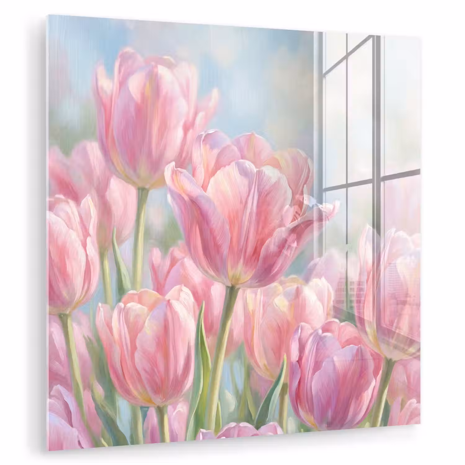 Tulpen - Veld - Lente - Roze plexiglas 5mm klein -zzzproduct_nieuw