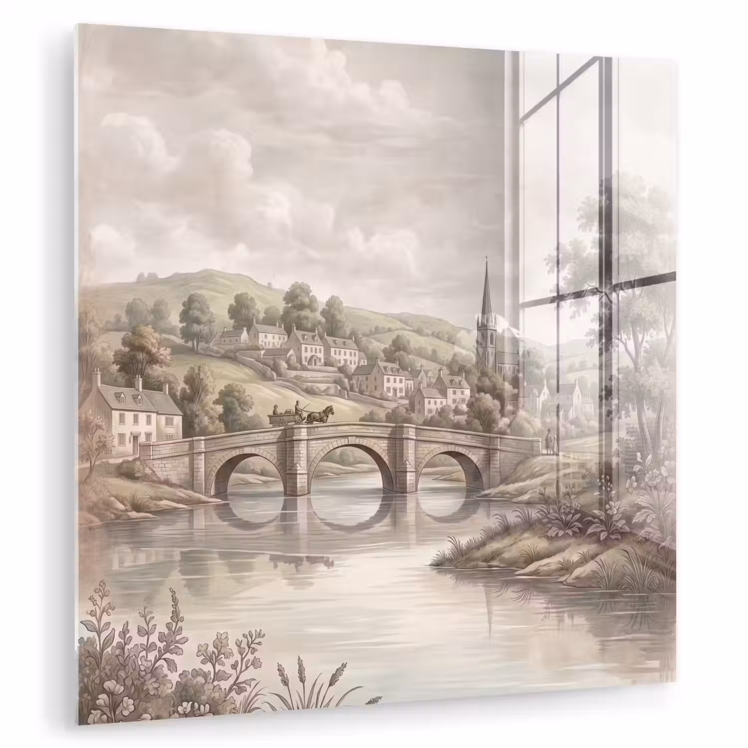 Dorp - Brug - Uitzicht - Groen plexiglas 5mm klein -zzzproduct_nieuw