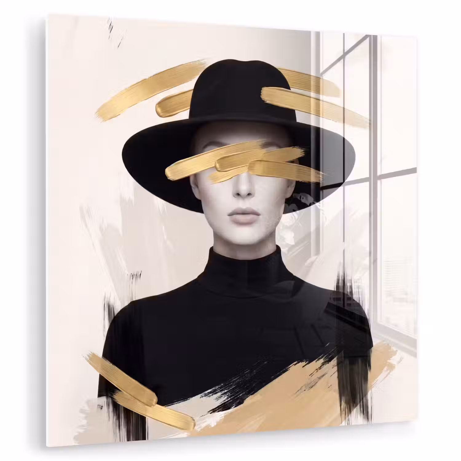Vrouw - Portret - Modern - Goud - Kunst plexiglas 5mm klein -zzzproduct_nieuw