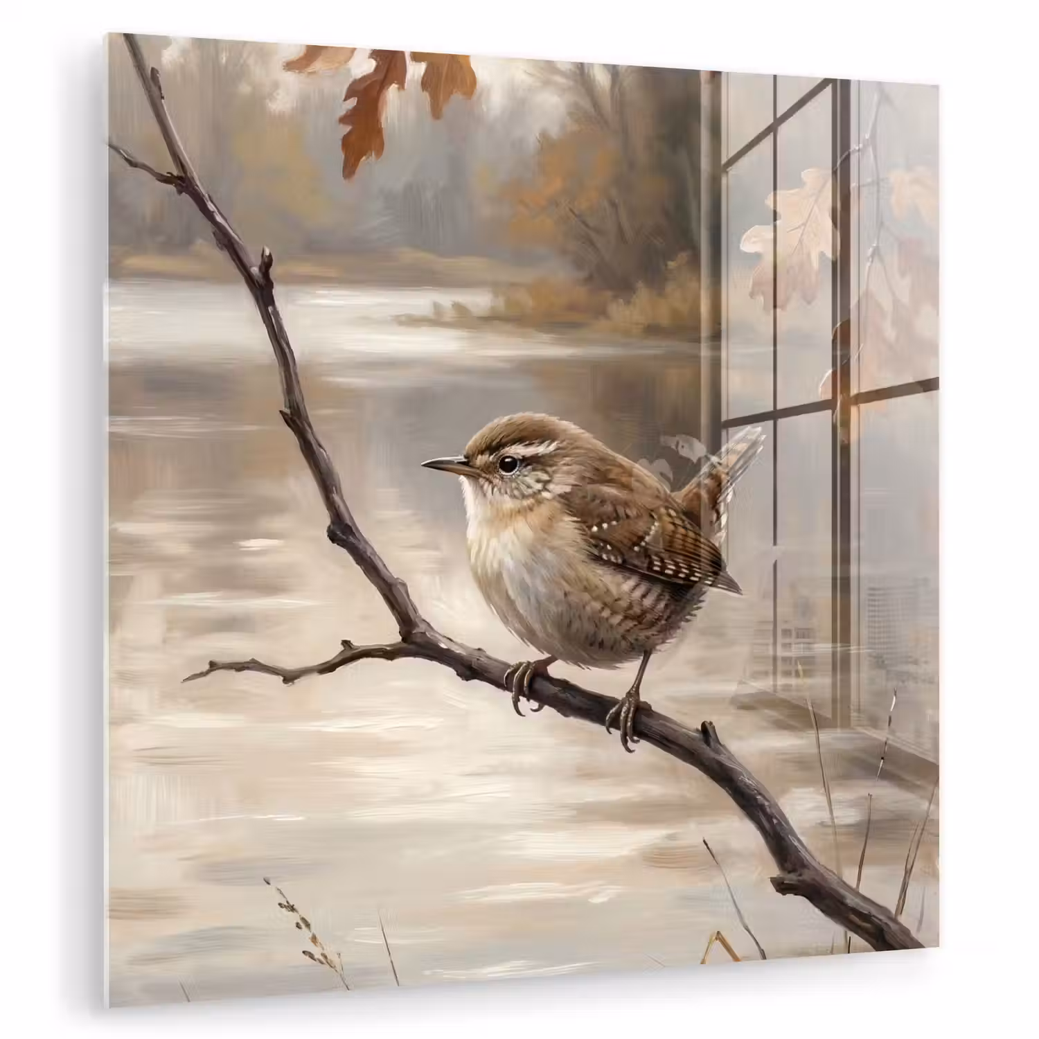 Winterkoninkje - Tak - Rivier - Natuur - Sfeervol plexiglas 5mm klein -zzzproduct_nieuw