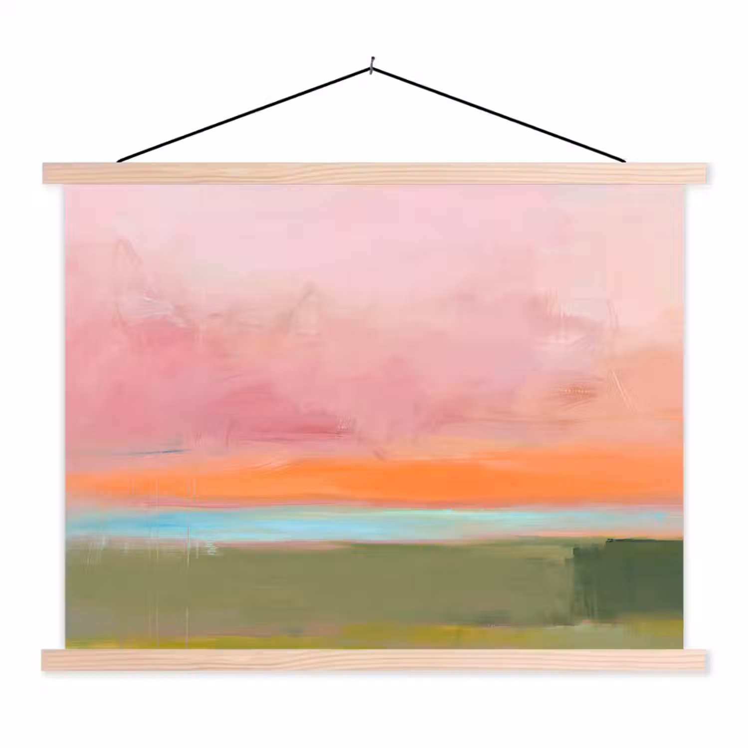 Abstract - Landschap - Modern - Roze - Oranje textielposter latten blank klein -3d