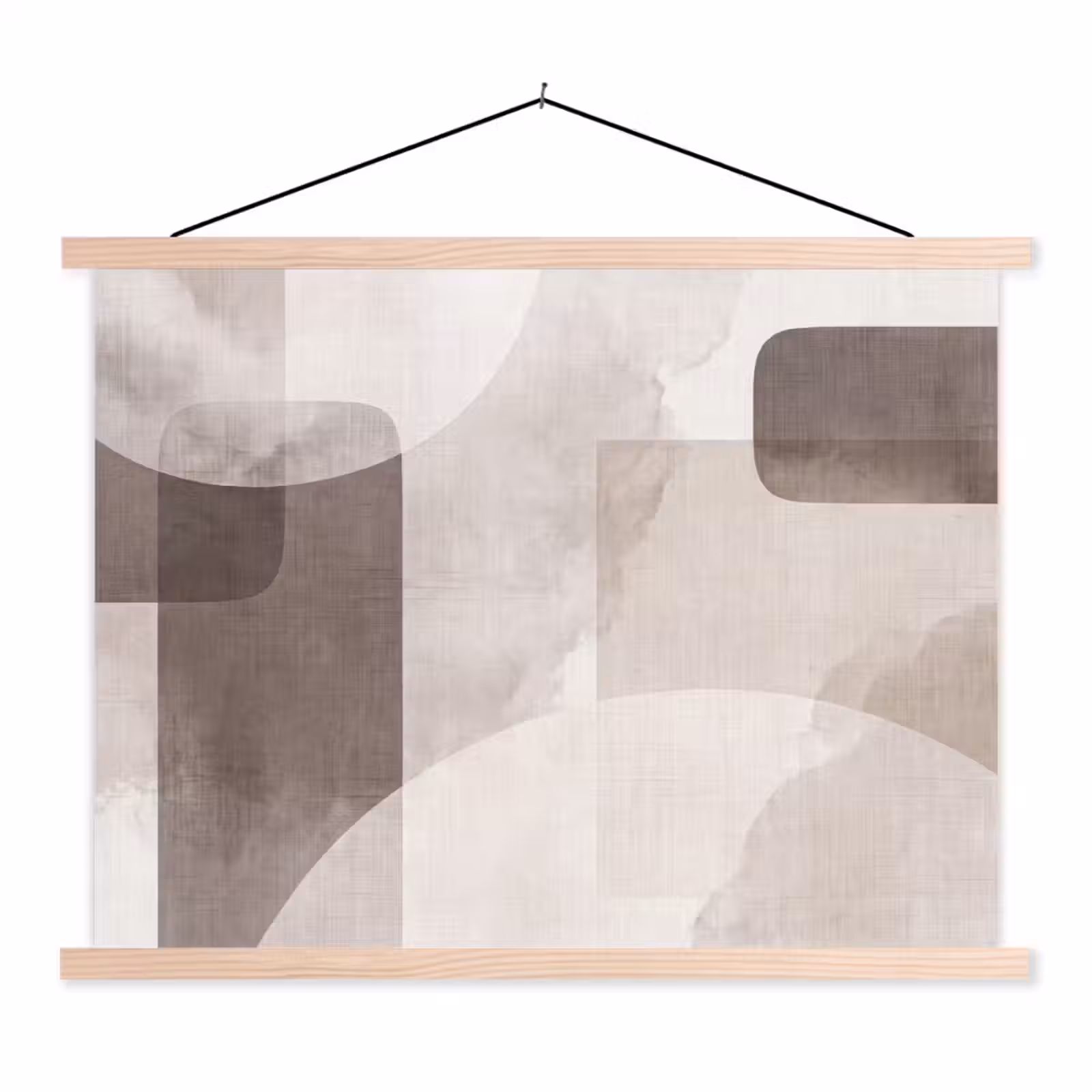 Hanging Poster - Abstract Shapes - Beige - Abstracte vormen - Beige textielposter latten blank klein