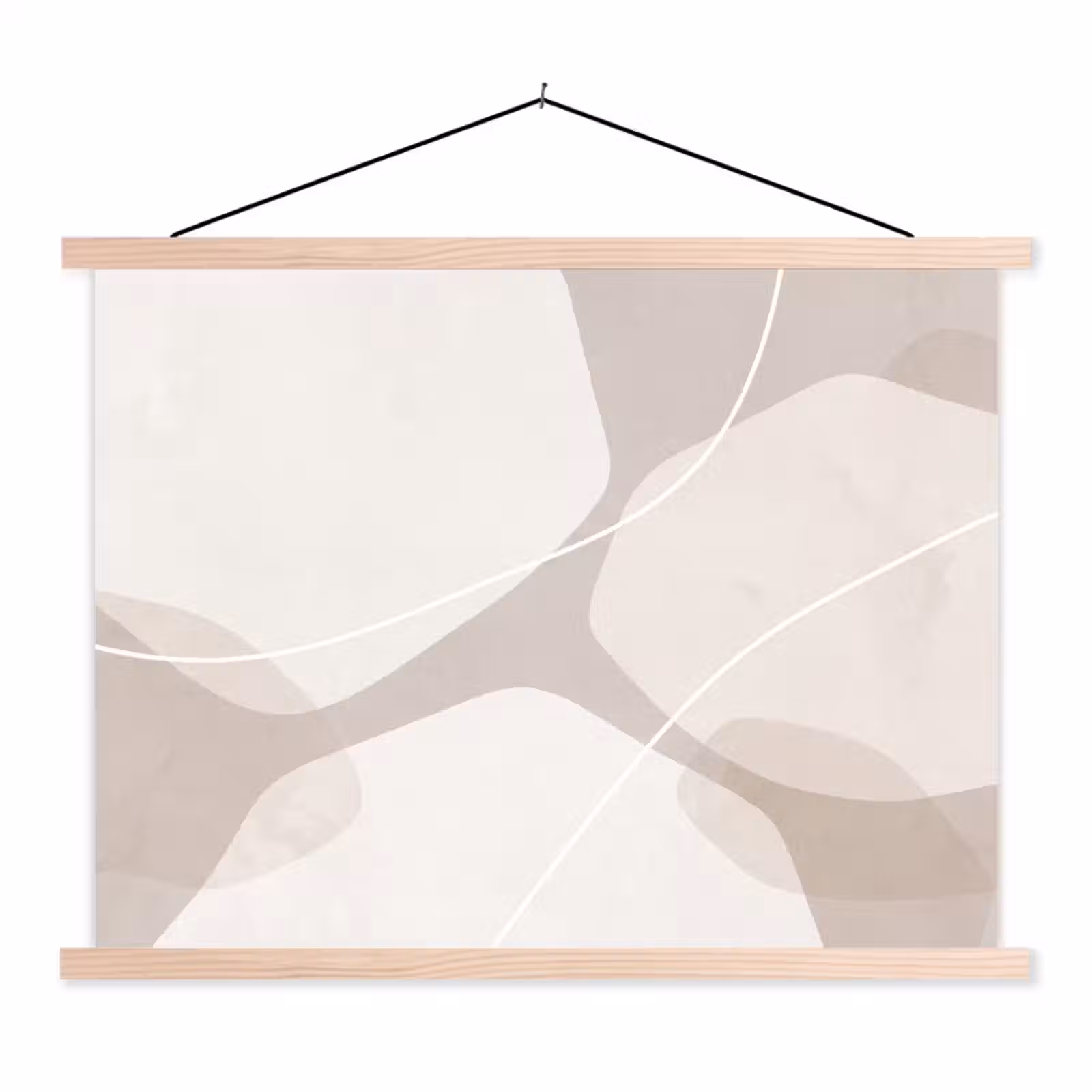 Hanging Poster - Abstract - Shapes - Beige - Abstract - Vormen - Beige textielposter latten blank klein