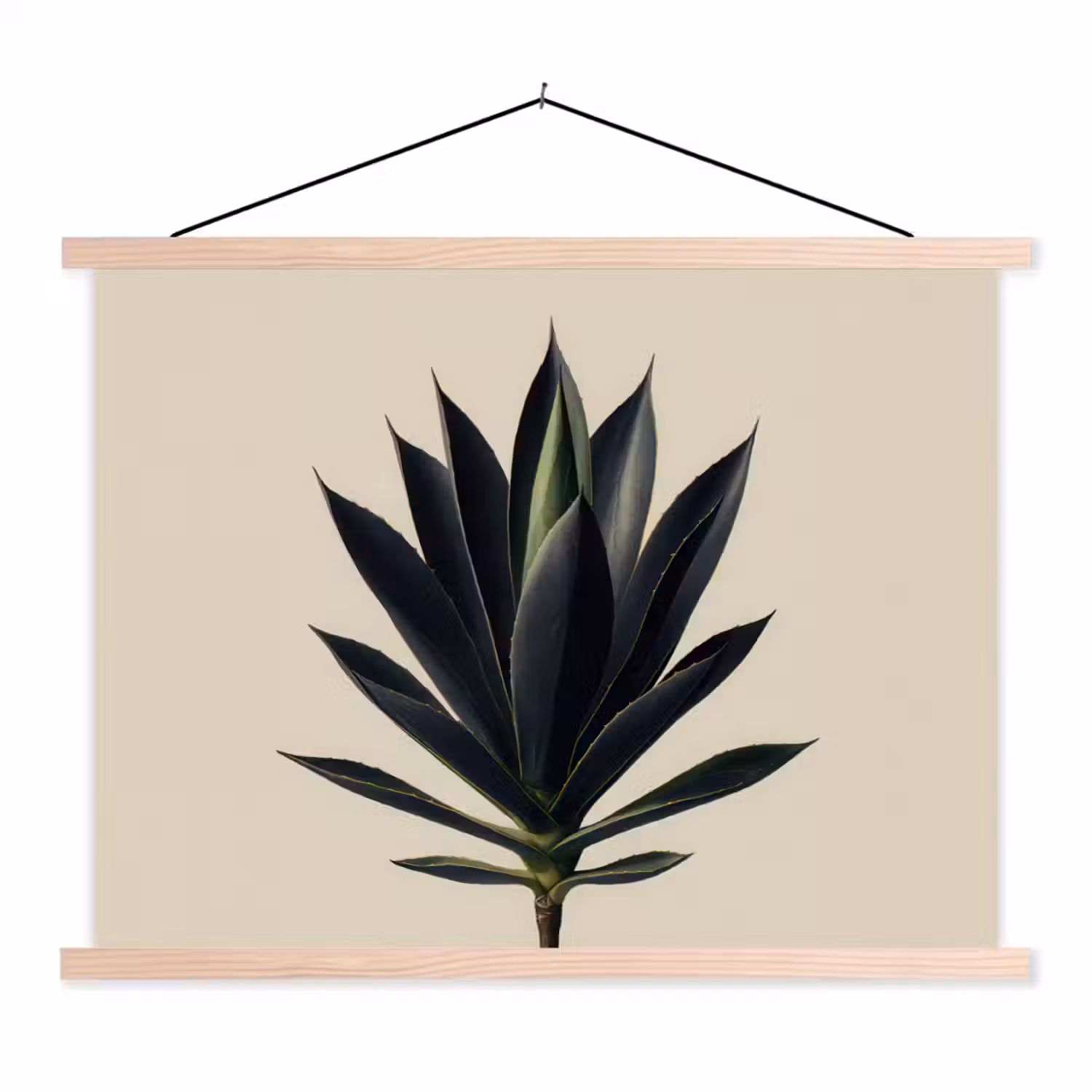 Agaveplant - Symmetrisch - Groen textielposter latten blank klein -3d