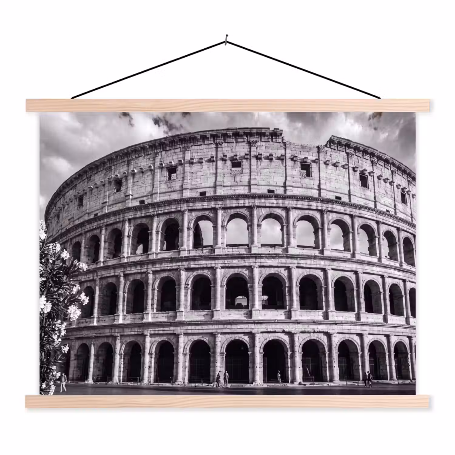 Architectuur - Colosseum - Rome - Historisch - Zwart-wit textielposter latten blank klein -3d
