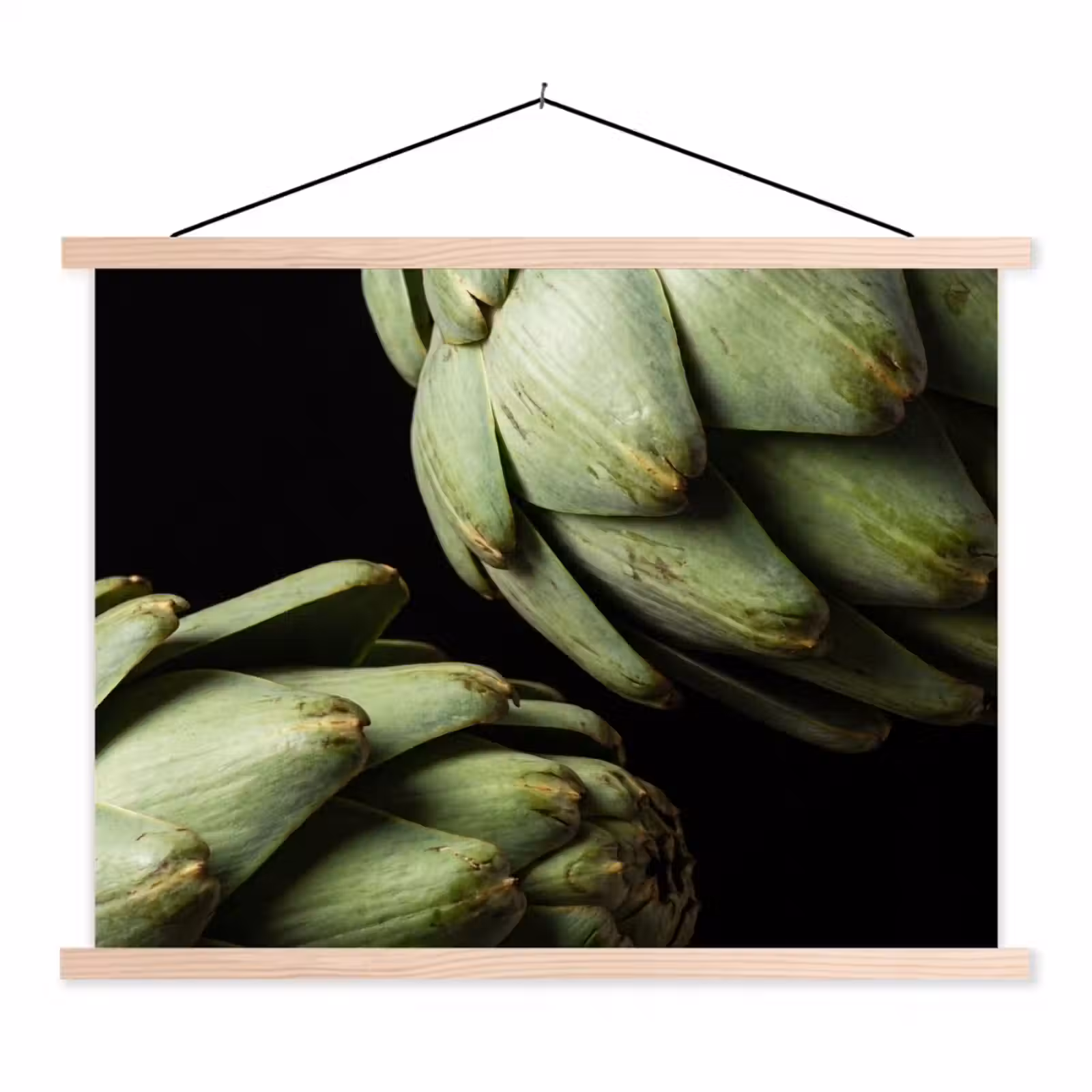 Hanging Poster - Artichoke - Green - Food - Artisjok - Groen - Eten textielposter latten blank klein