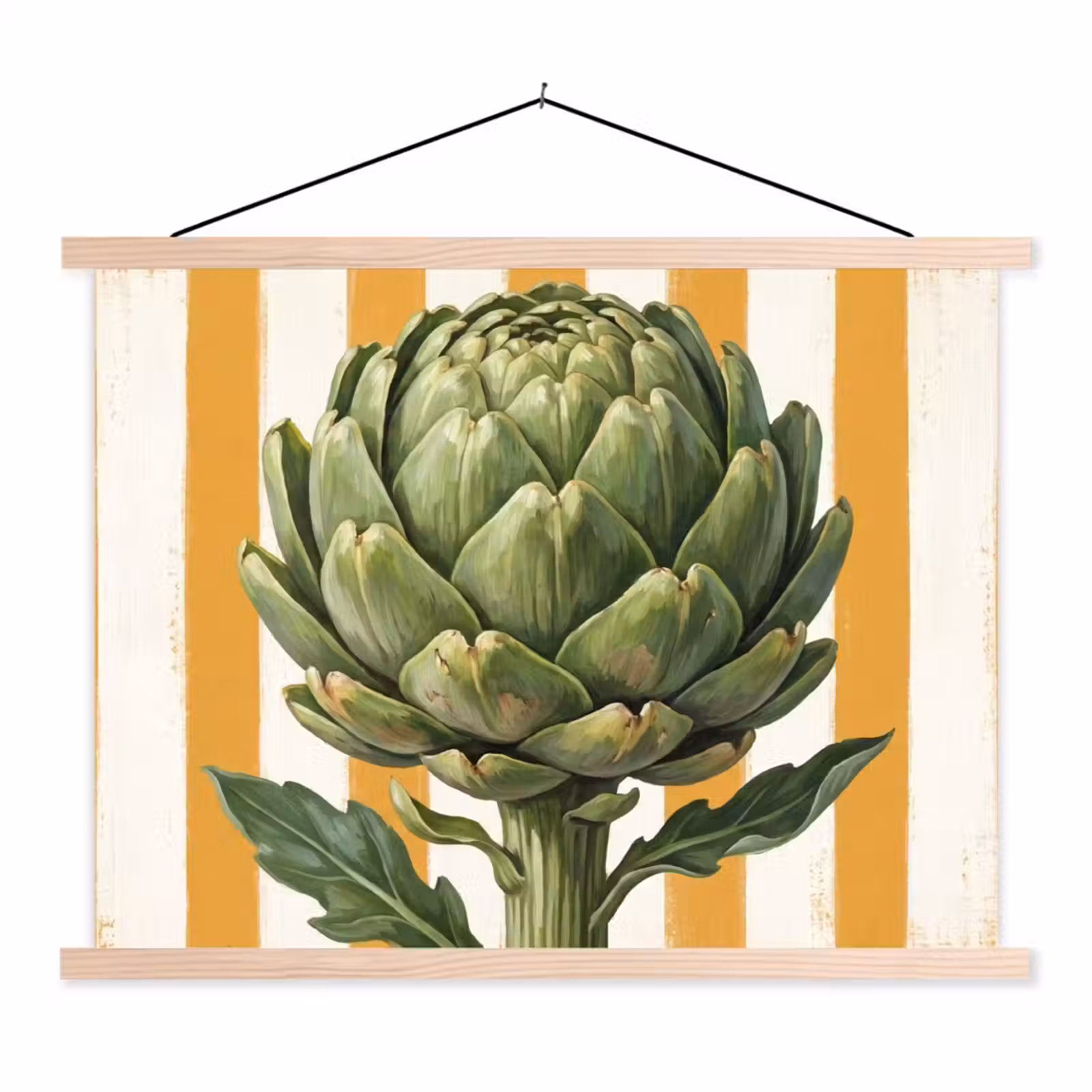 Hanging Poster - Artichoke - Modern - Vegetable - Artisjok - Modern - Groente textielposter latten blank klein