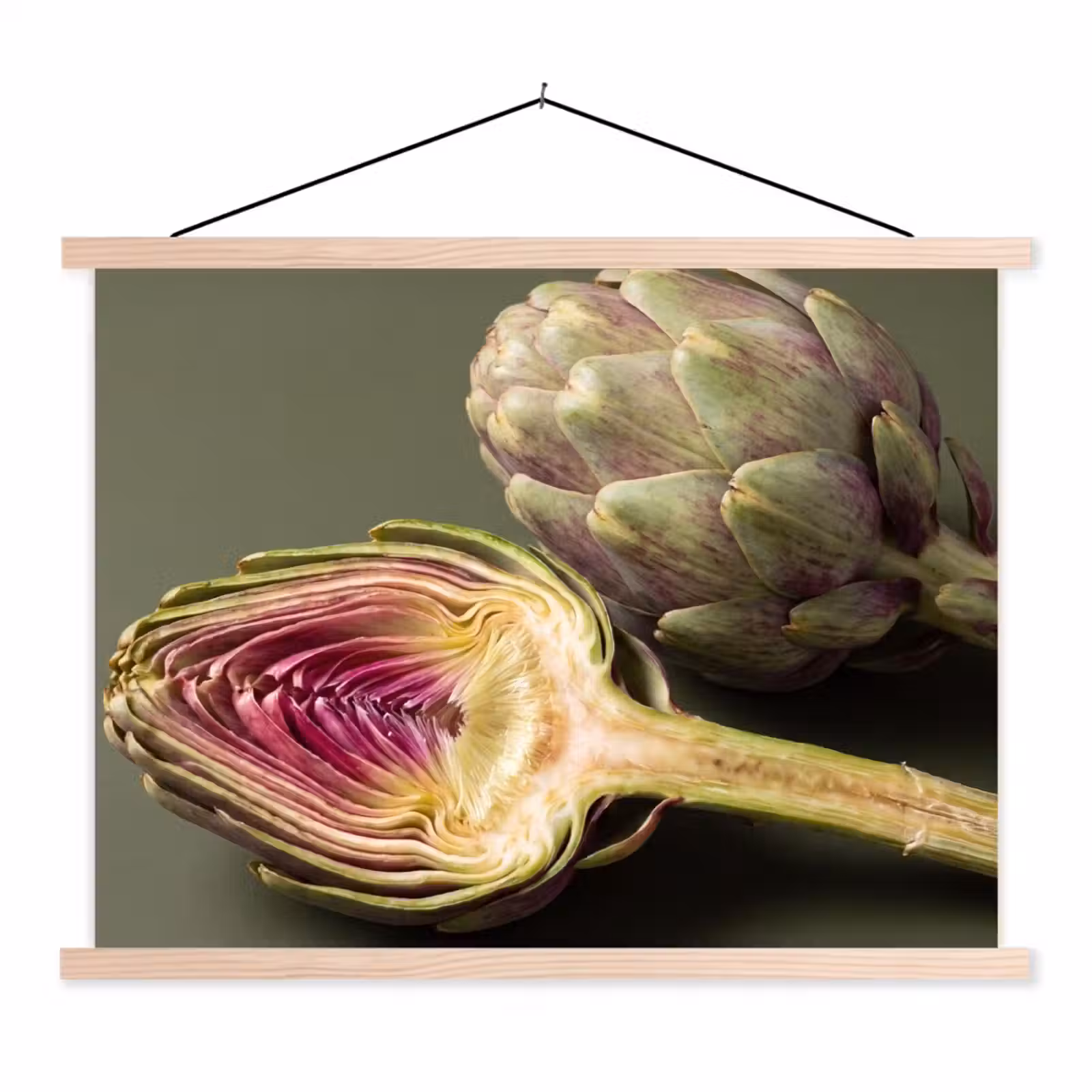 Hanging Poster - Artichoke - Purple - Food - Artisjok - Paars - Voedsel textielposter latten blank klein