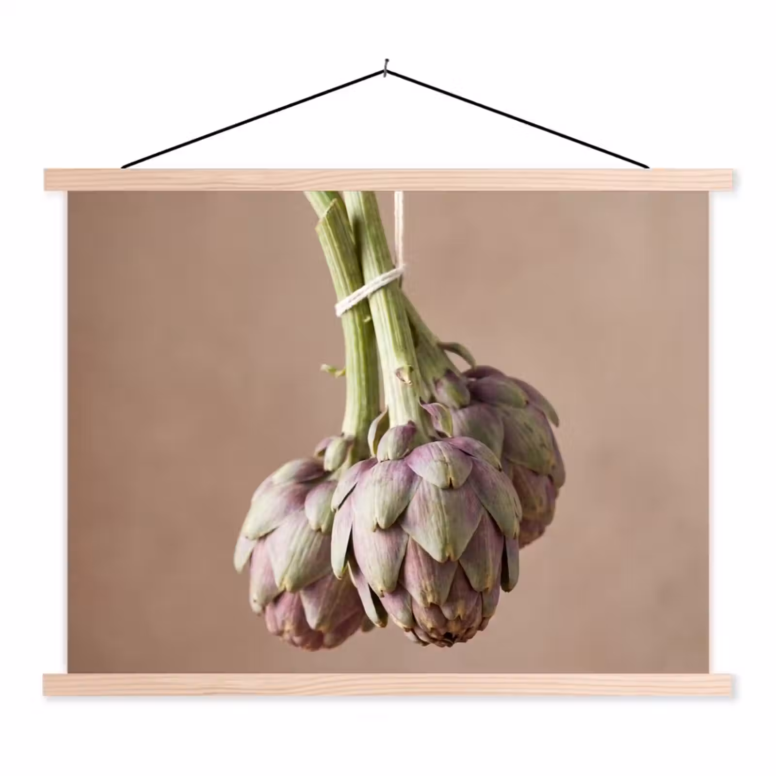 Hanging Poster - Artichokes - Hanging - Vegetables - Artisjokken - Hangend - Groenten textielposter latten blank klein