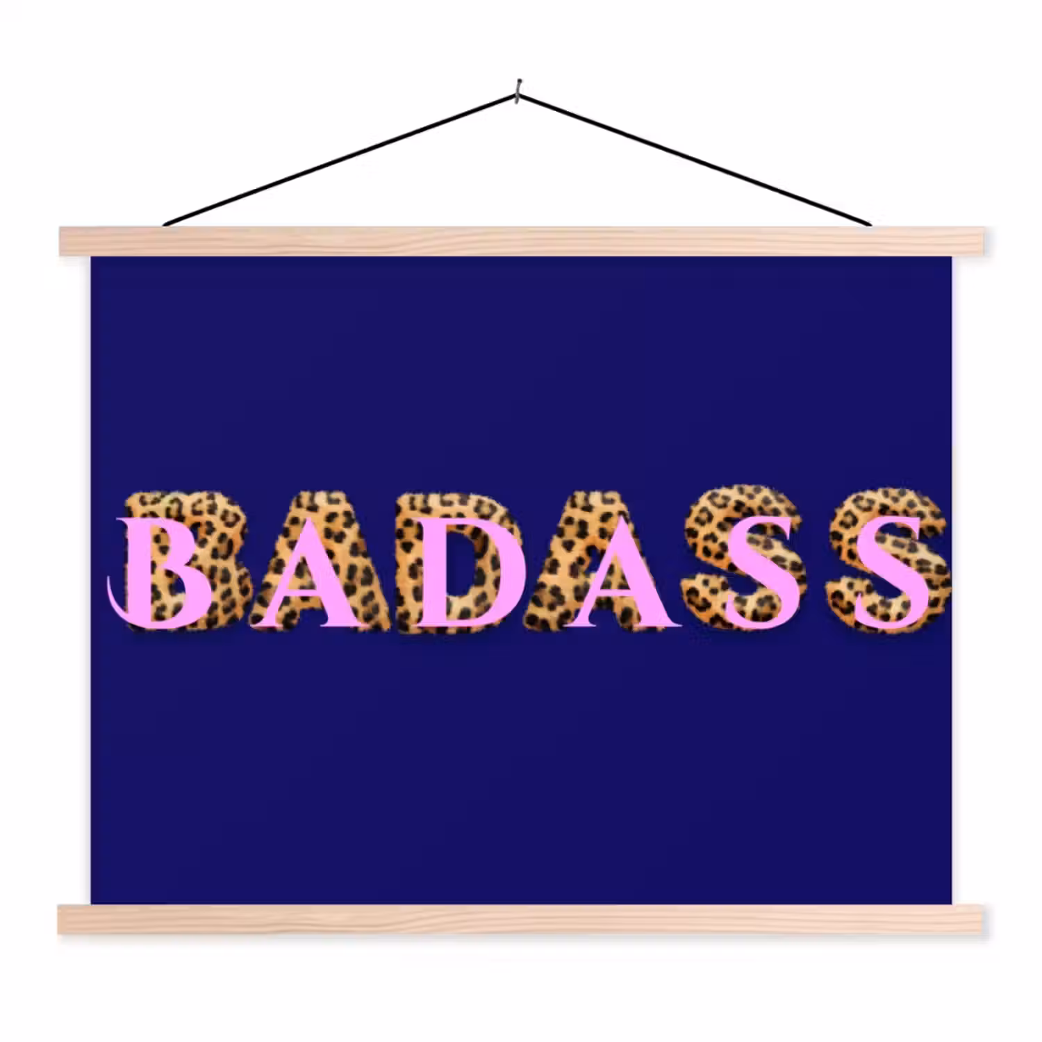 Badass - Panterpint - Schaduw - Roze textielposter latten blank klein -3d