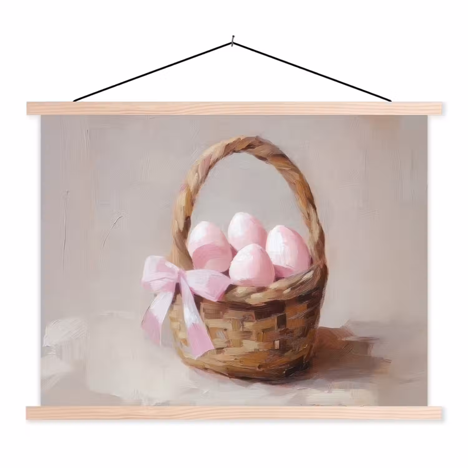 Mand - Eieren - Roze textielposter latten blank klein -3d