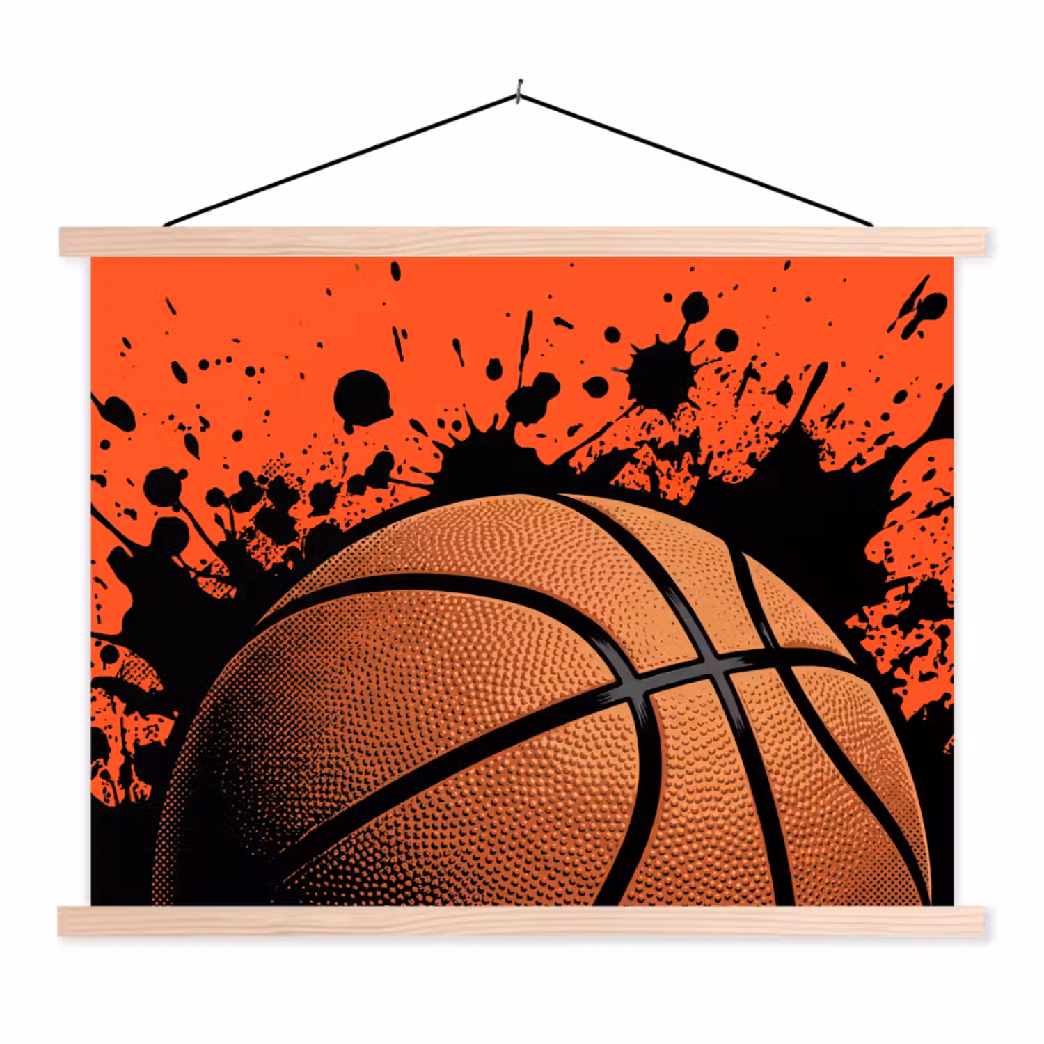 Basketbal - Verf - Sport - Oranje textielposter latten blank klein -3d