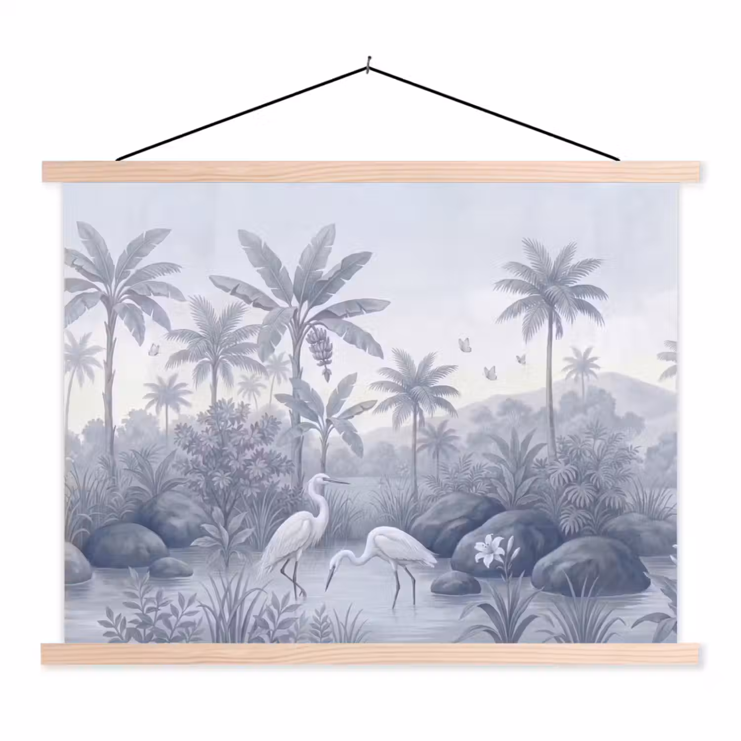 Vogel - Water - Tropisch - Natuur - Blauw textielposter latten blank klein -3d
