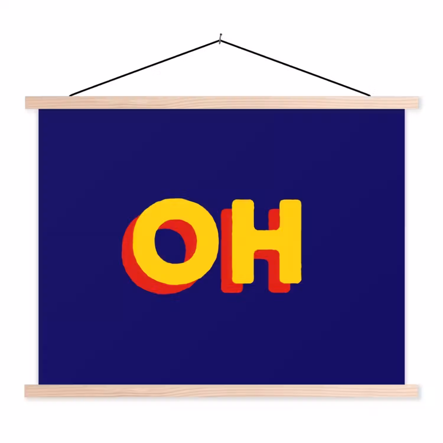 Blauw - Geel - OH - Schaduw textielposter latten blank klein -3d