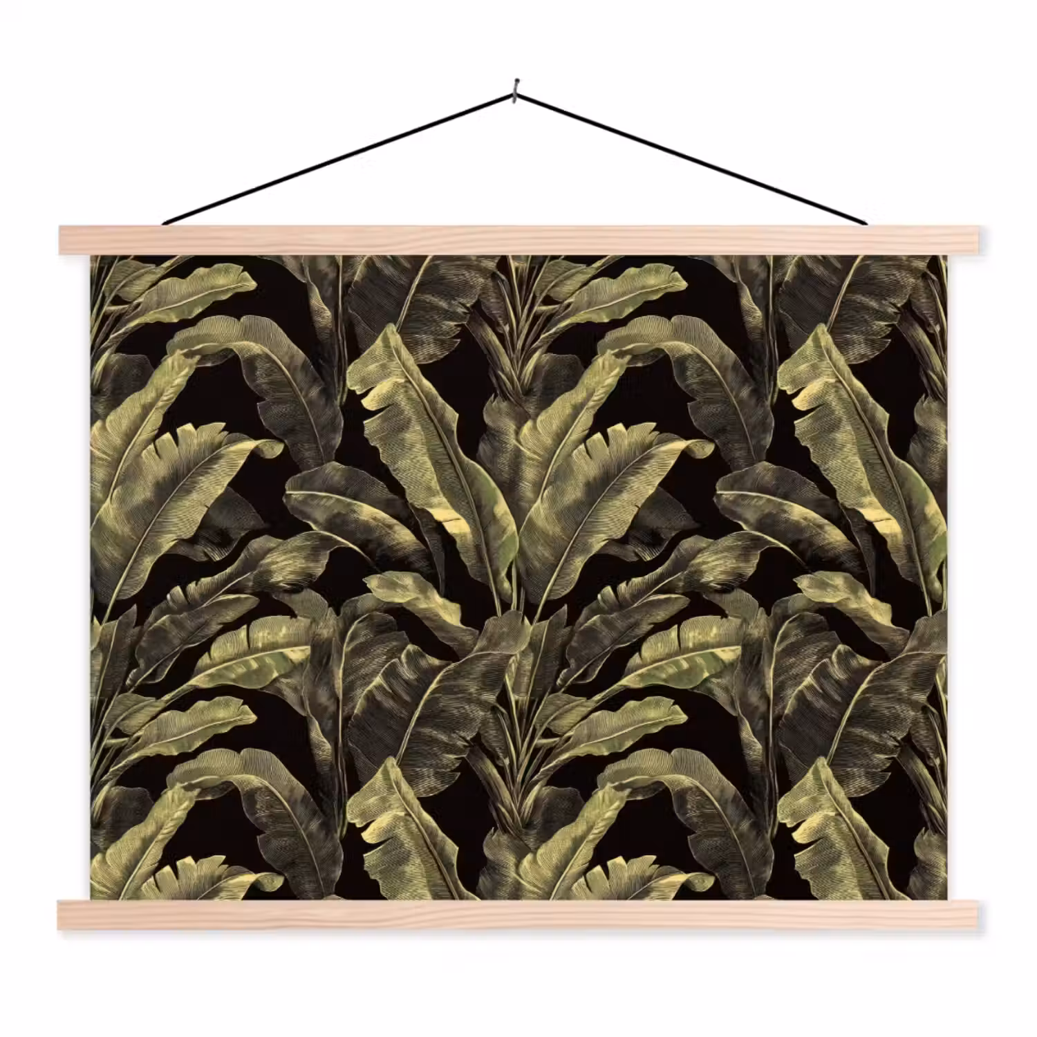 Botanisch - Bladeren - Groen textielposter latten blank klein 122 -3d