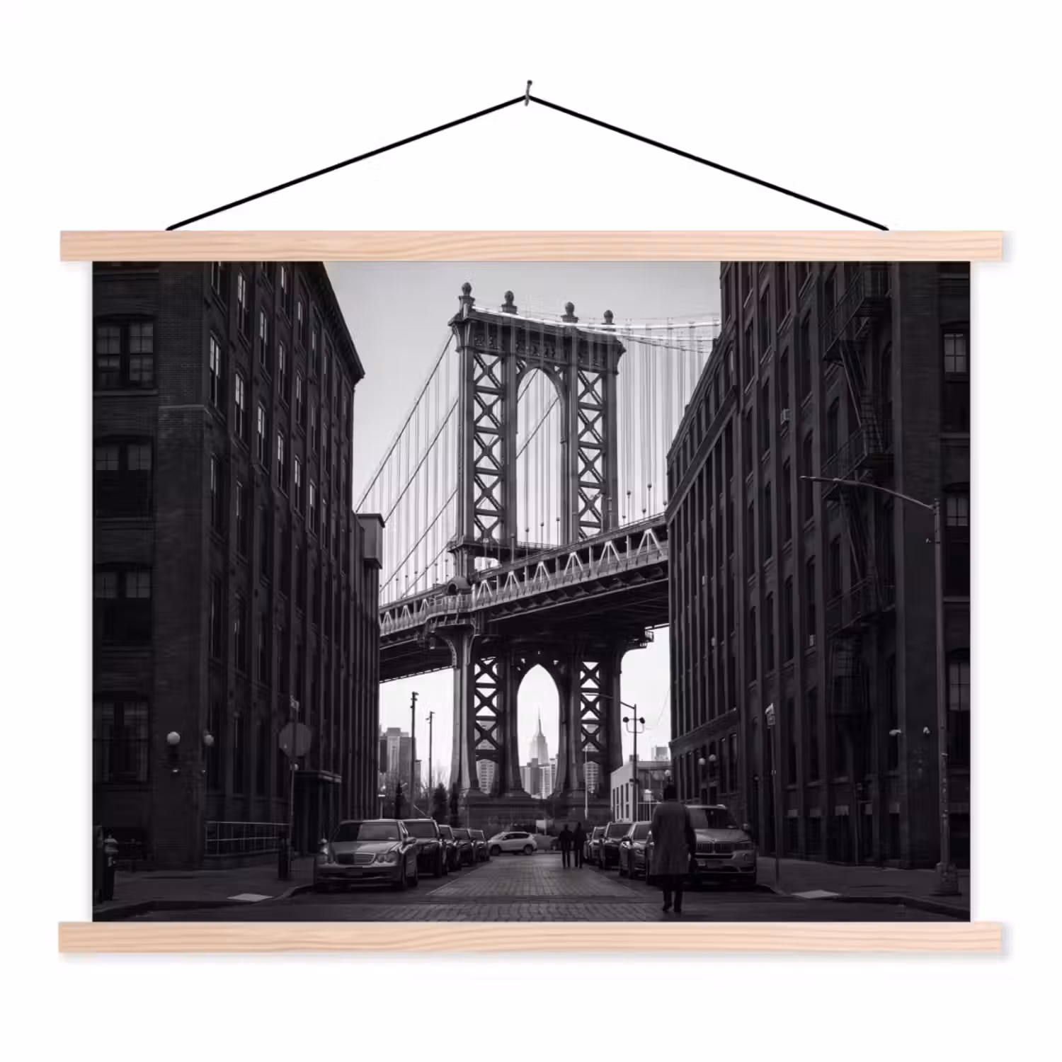 Brug - Stad - Architectuur - Modern - Zwart-wit textielposter latten blank klein -3d