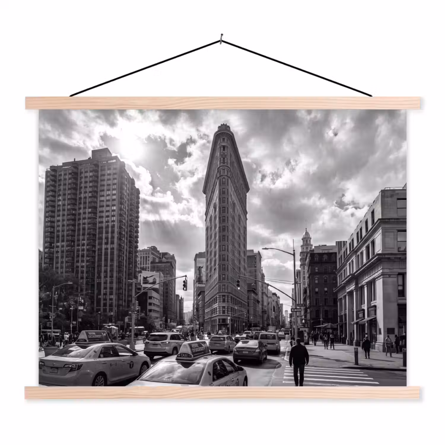Gebouw - Hoogbouw - Stad - Architectuur - Zwart-wit textielposter latten blank klein -3d