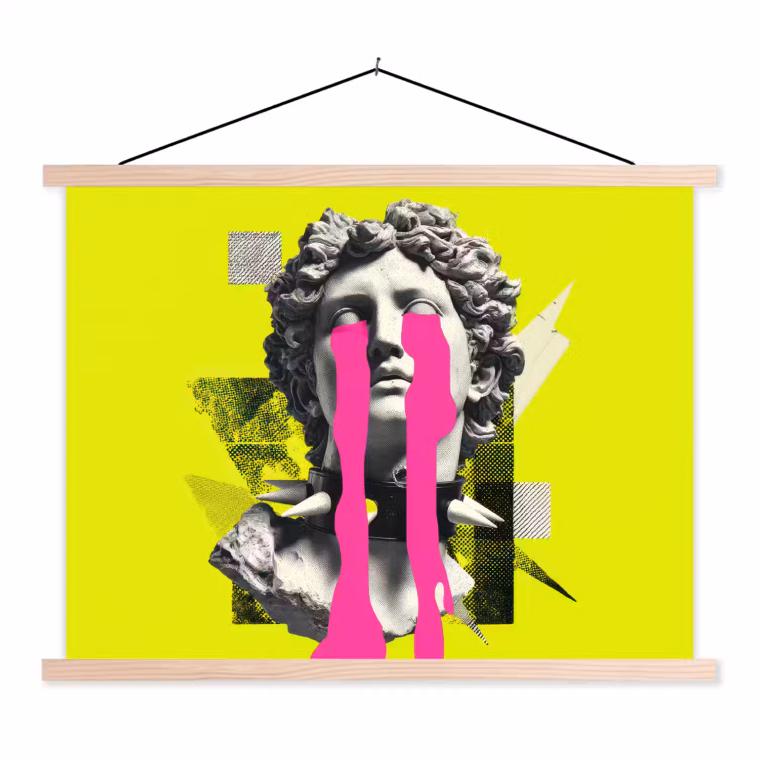 Buste - Verf - Geel textielposter latten blank klein -3d
