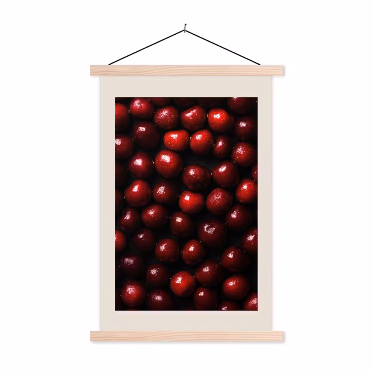 Kersen - Rood textielposter latten blank klein -3d