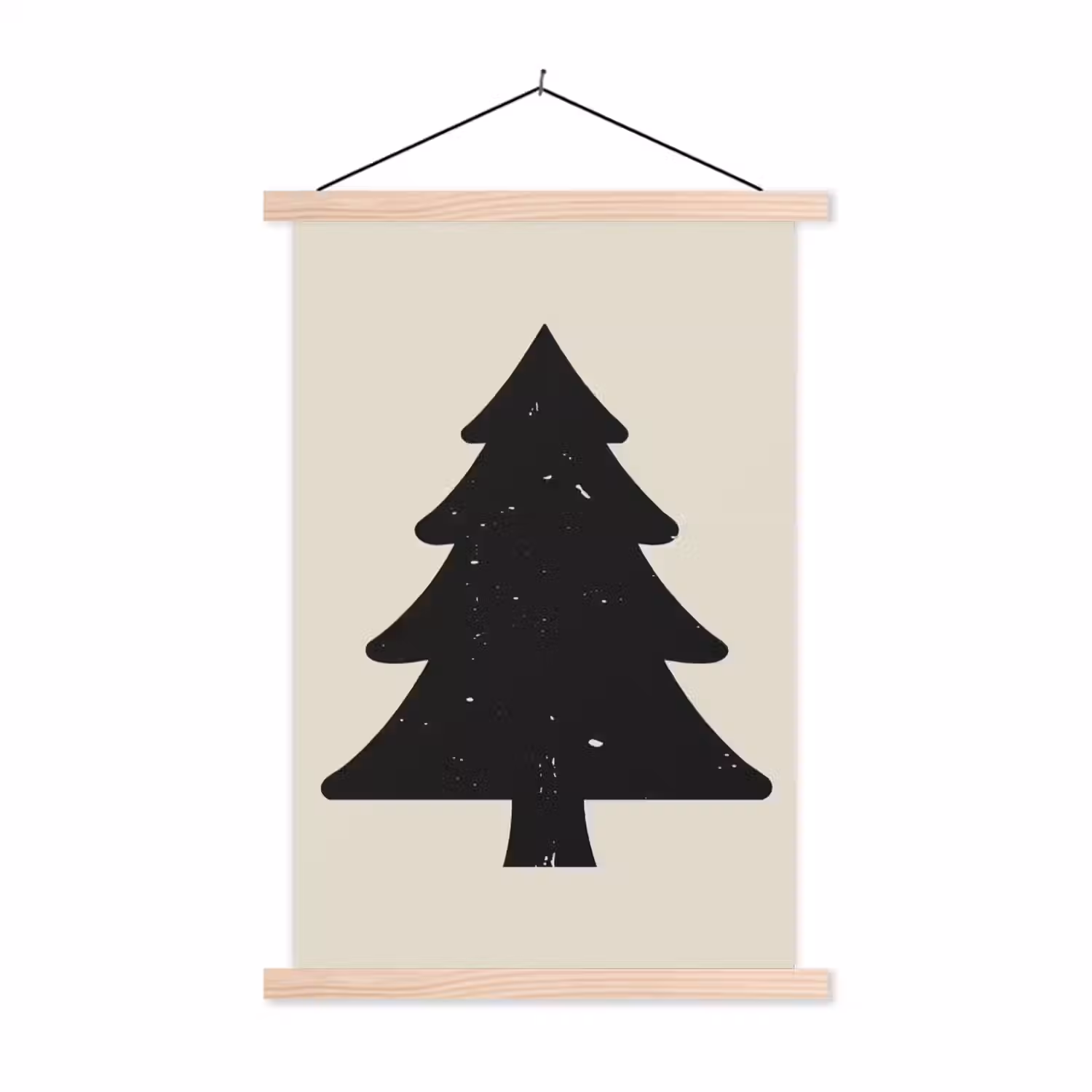 Kerstboom - Zwarte kerstboom - Boom - Japandi textielposter latten blank klein -3d