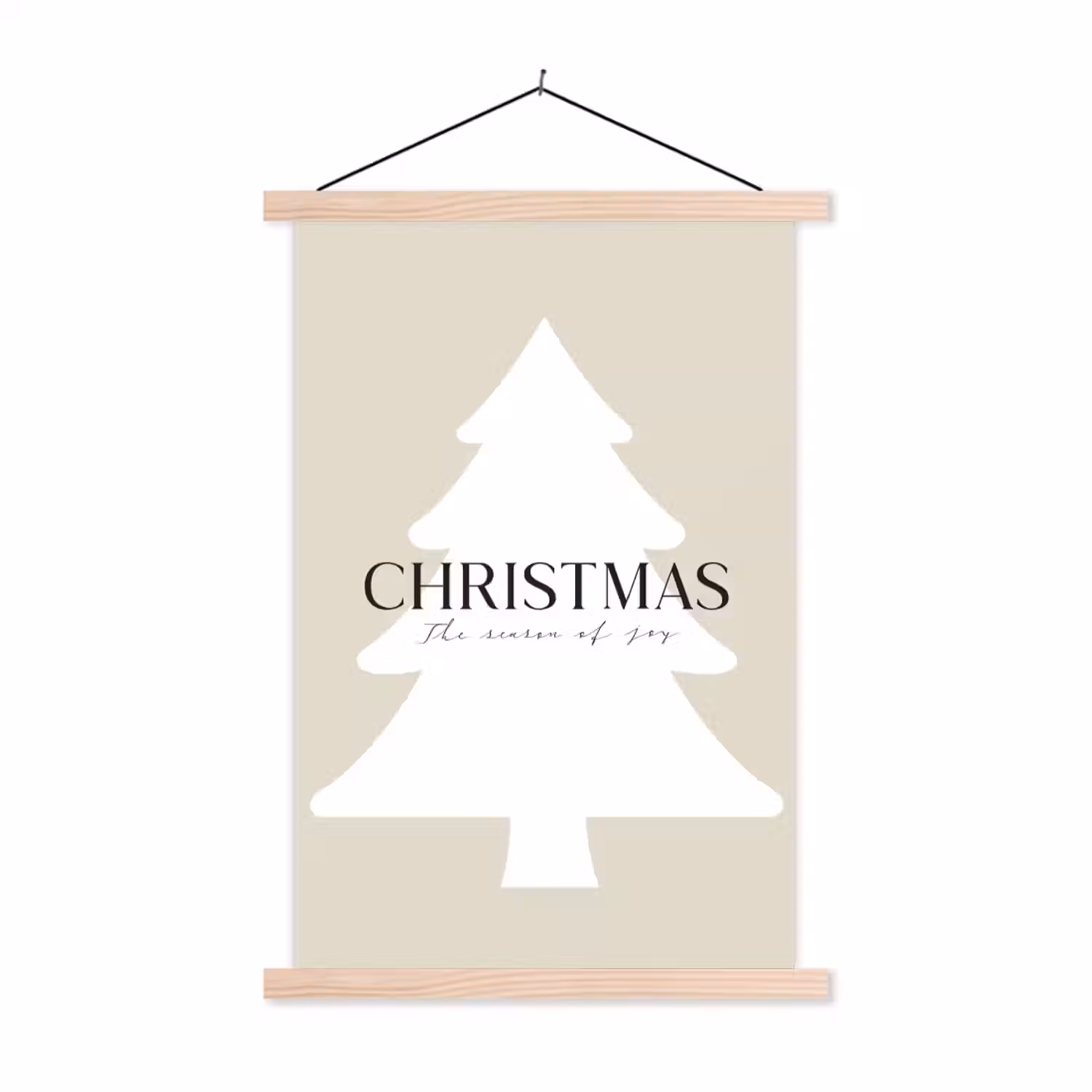 Kerstboom - Japandi - Christmas - Beige textielposter latten blank klein -3d