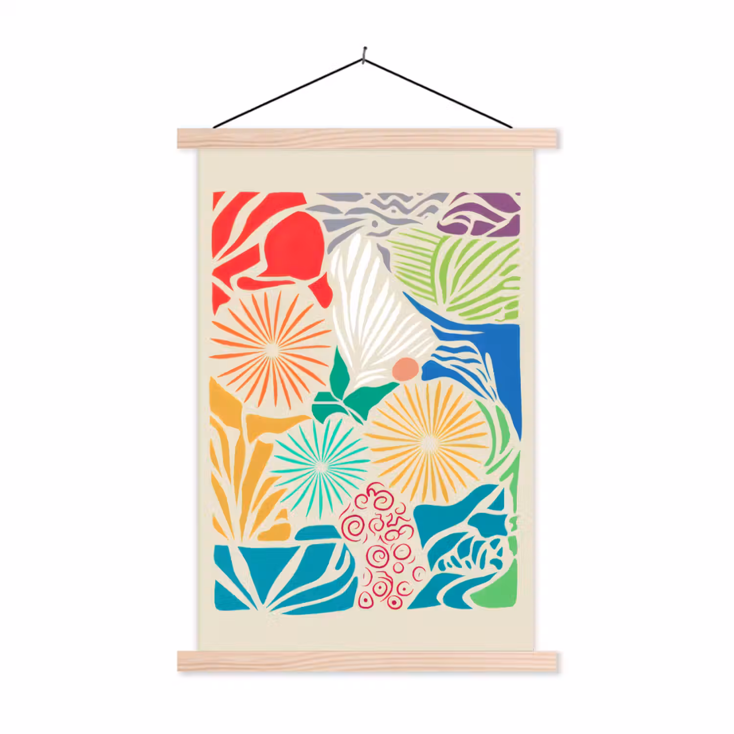 Kleurrijk - Abstract - Bloemen - Patronen textielposter latten blank klein -3d