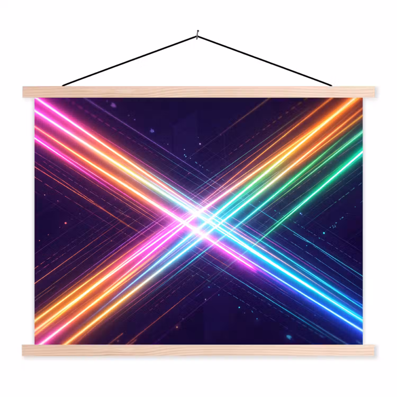 Kruisen - Lasterstralen - Neon textielposter latten blank klein -3d