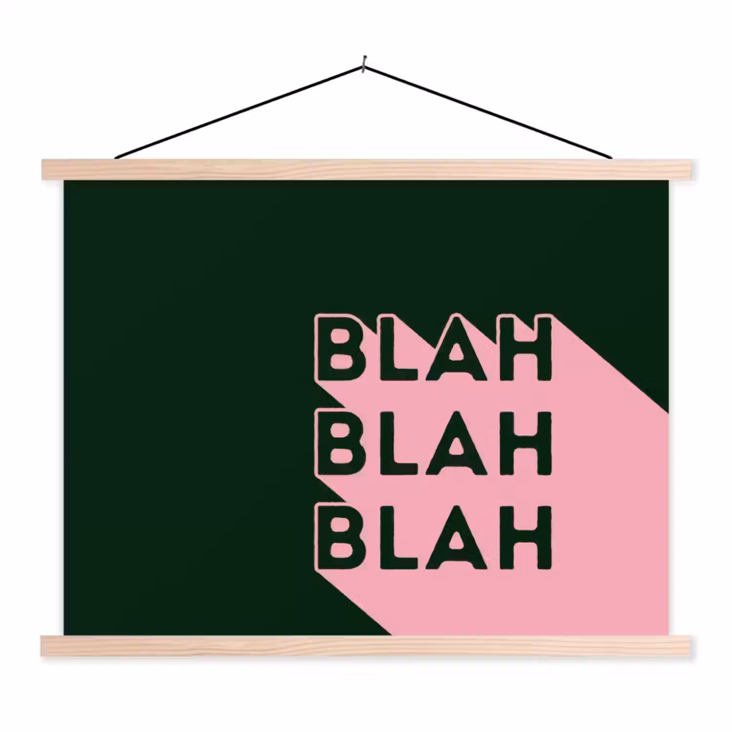 Donkergroen - Tekst - Schaduw - Grafisch textielposter latten blank klein -3d