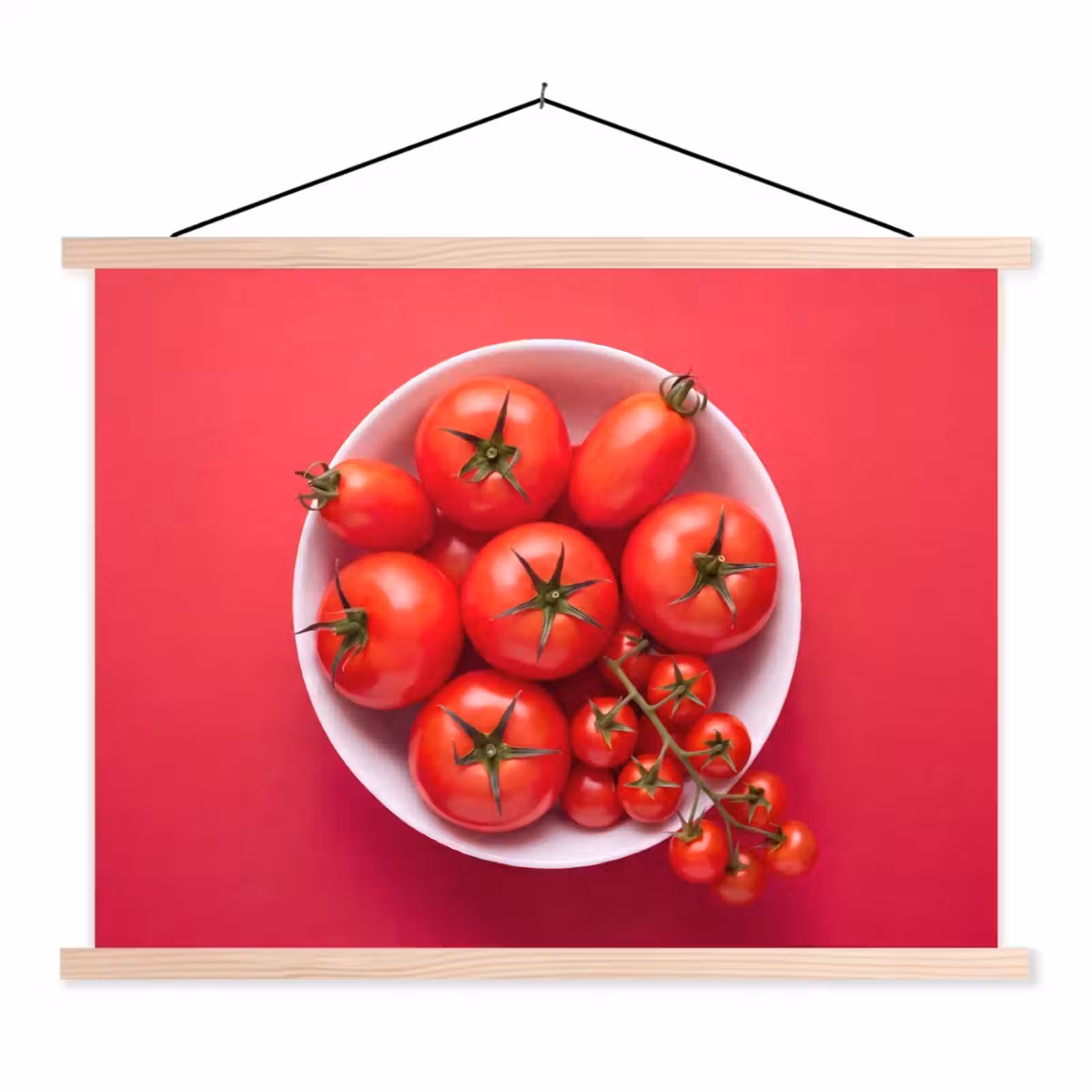 Hanging Poster - Dinner Plate - Red - Eten - Kom - Rood textielposter latten blank klein