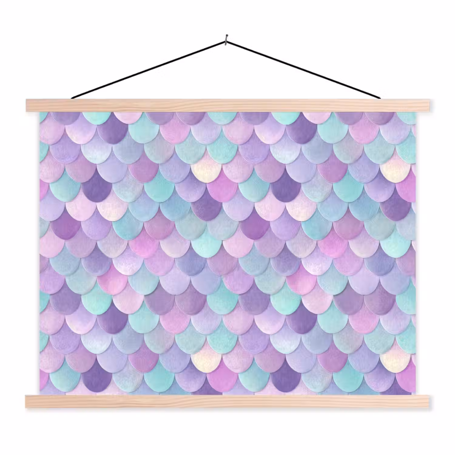 Dromerig - Zeemeermin - Pastel textielposter latten blank klein 122 -3d