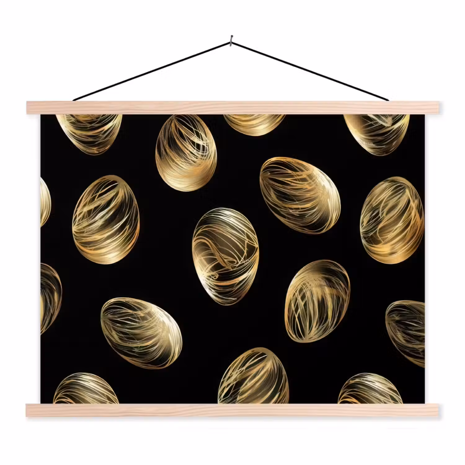 Eieren - Goud - Patroon textielposter latten blank klein -3d
