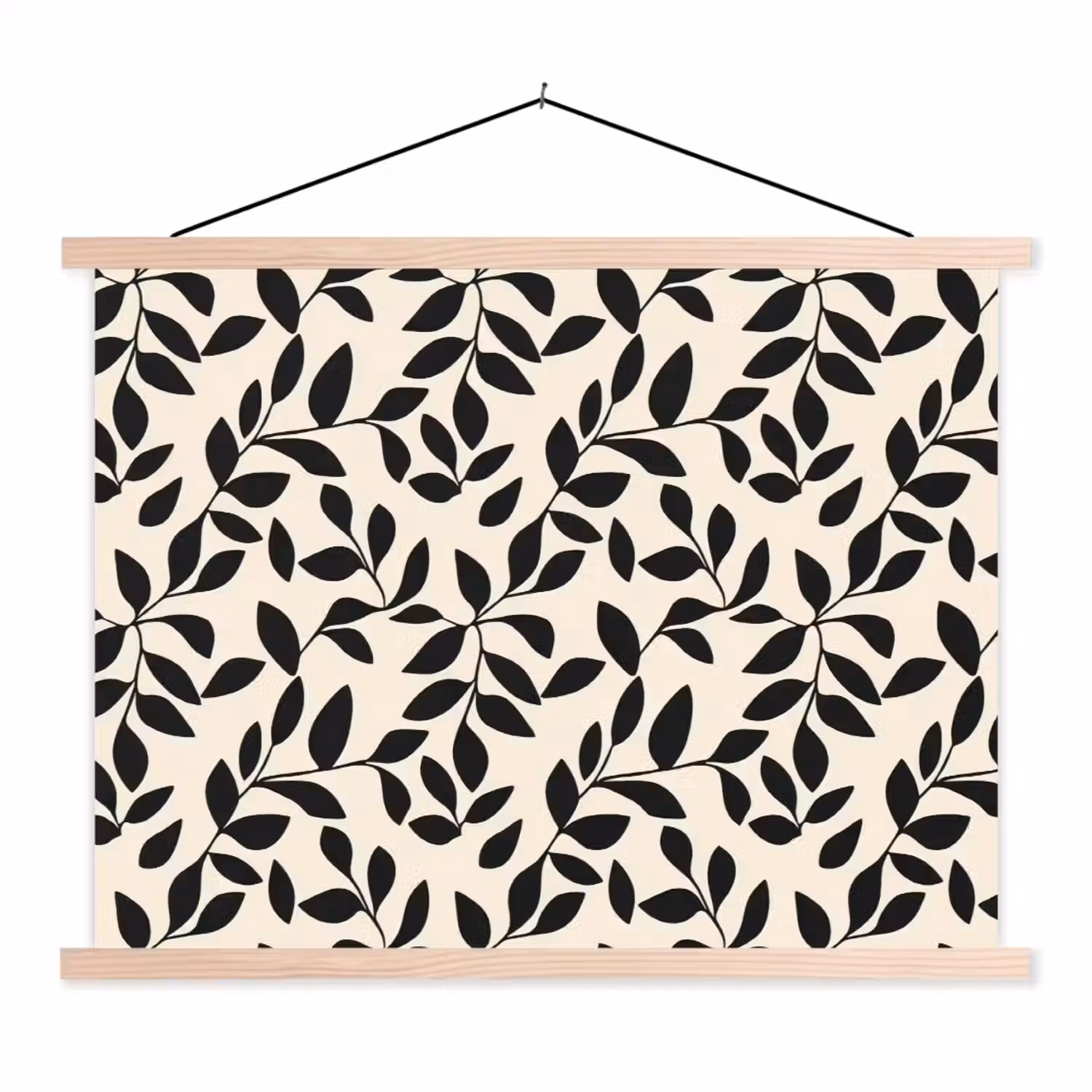 Elegant - Patroon - Zwart - Beige textielposter latten blank klein 122 -3d