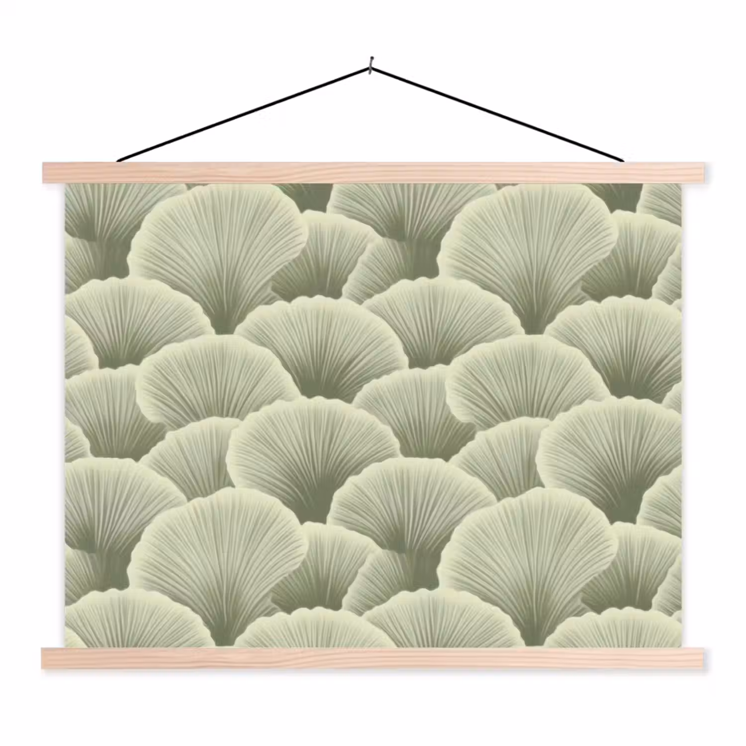 Waaier - Blad - Groen textielposter latten blank klein 122 -3d