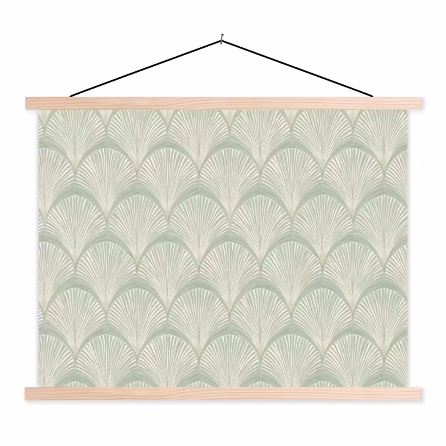 Waaiers - Patroon - Groen textielposter latten blank klein 122 -3d