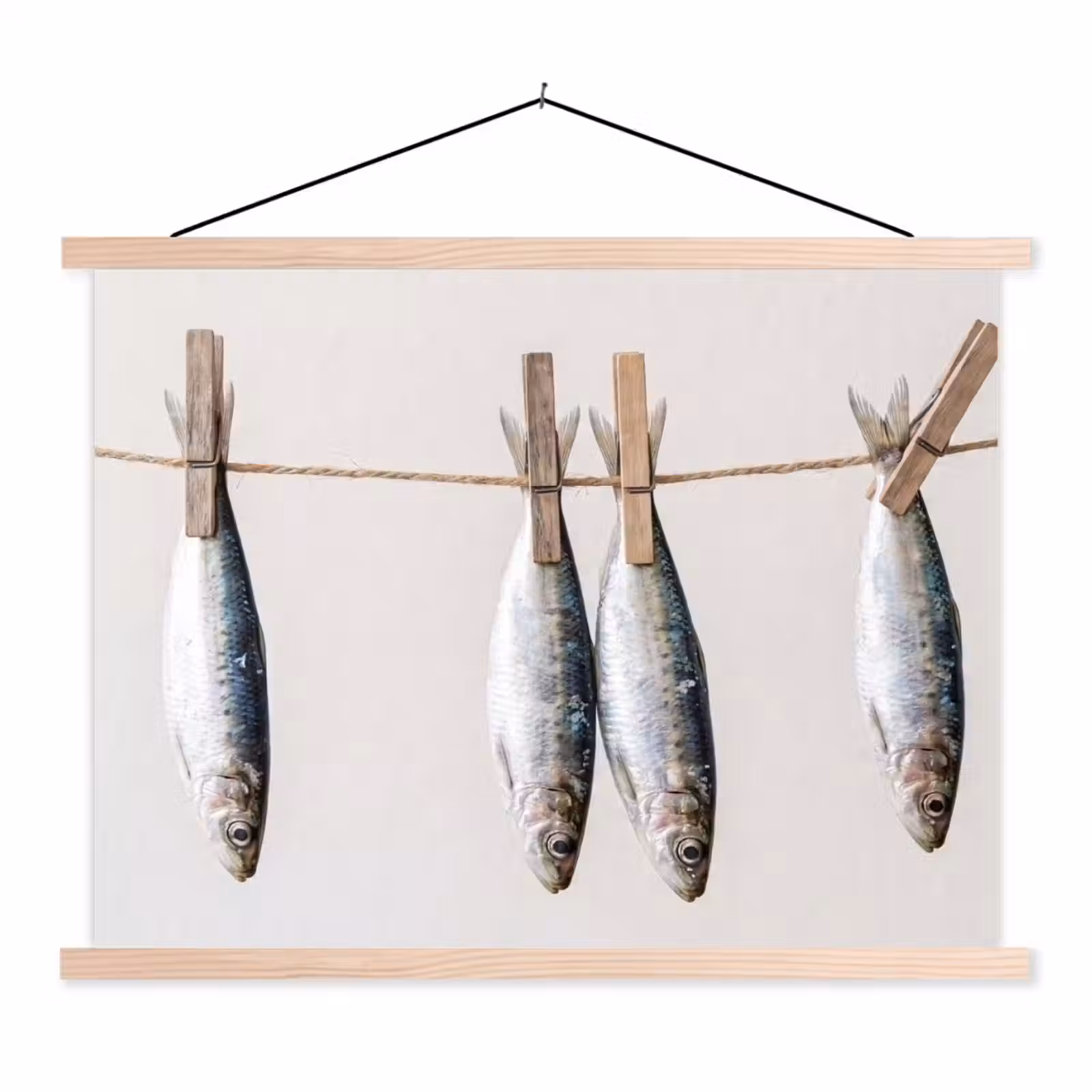 Hanging Poster - Fish - Hanging - Food - Vis - Hangend - Eten textielposter latten blank klein