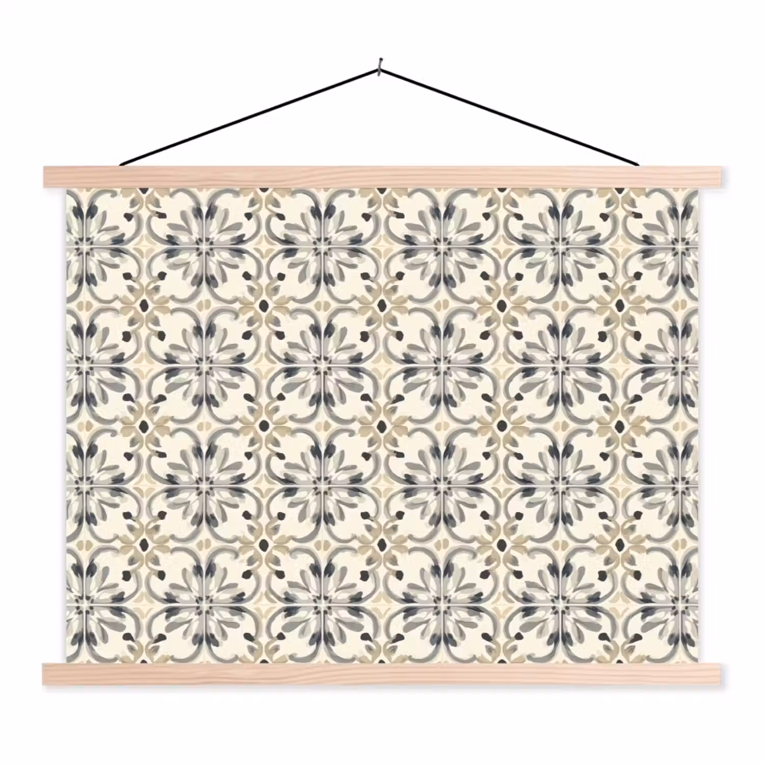 Floraal - Patroon - Kleurrijk textielposter latten blank klein 122 -3d