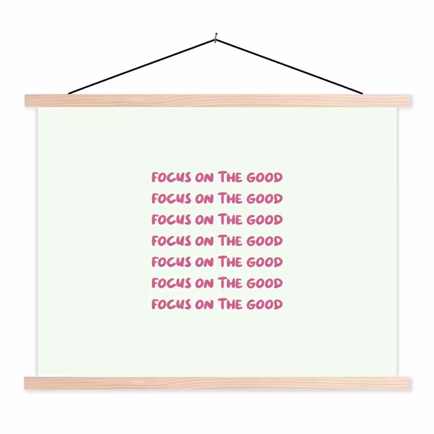 Focus on the good - Roze textielposter latten blank klein -3d