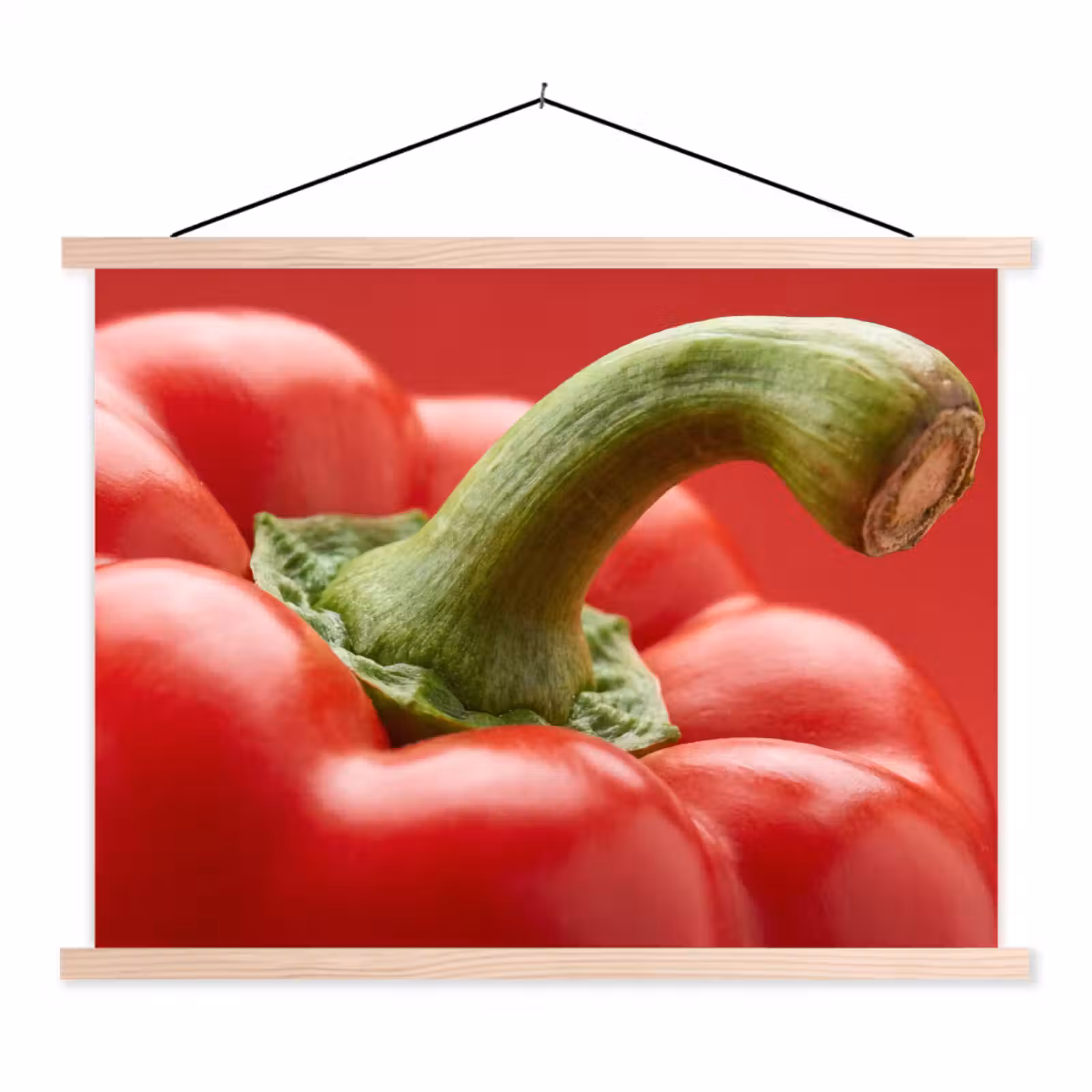 Hanging Poster - Food - Bell Pepper - Red - Eten - Paprika - Rood textielposter latten blank klein