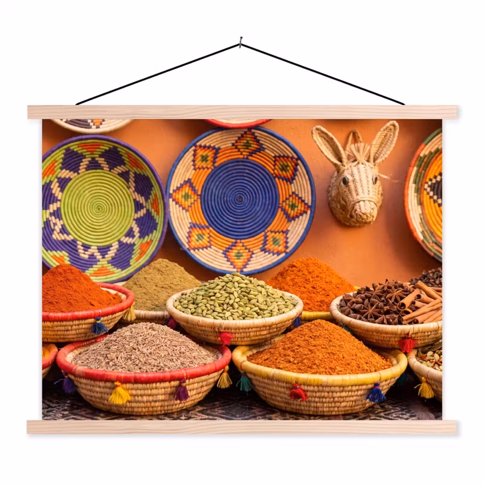Hanging Poster - Food - Colorful - Culture - Eten - Kleurrijk - Cultuur textielposter latten blank klein