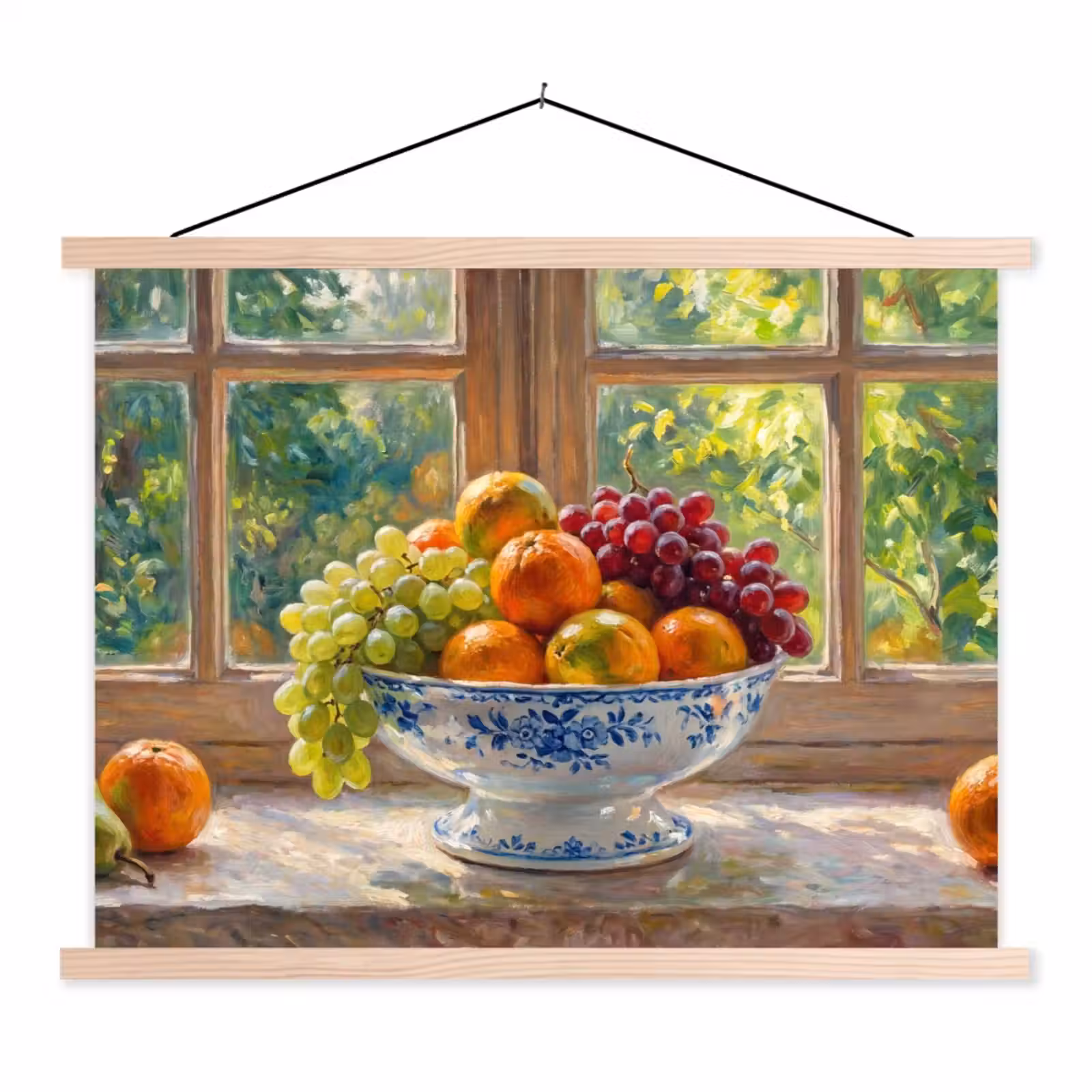 Hanging Poster - Fruit - Windowsill - Nature - Fruit - Vensterbank - Natuur textielposter latten blank klein