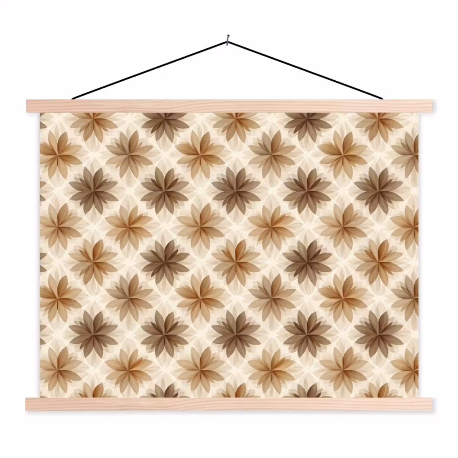 Geografisch - Patroon - Bruin textielposter latten blank klein 122 -3d