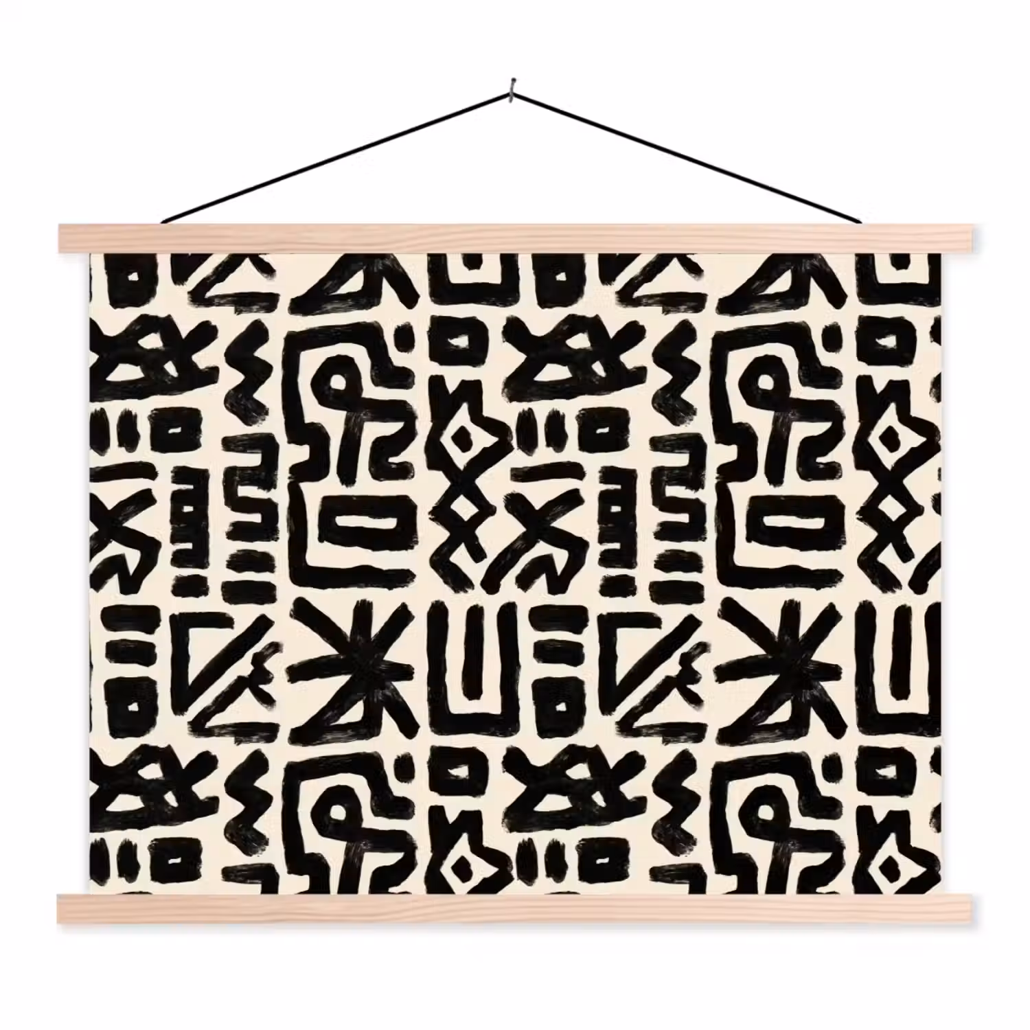 Geometrisch - Figuren - Zwart textielposter latten blank klein 122 -3d