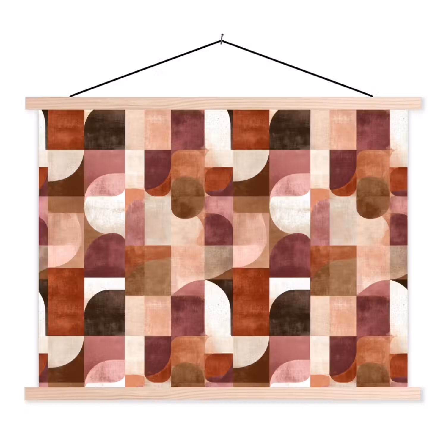 Geometrie - Modern - Retro textielposter latten blank klein 122 -3d