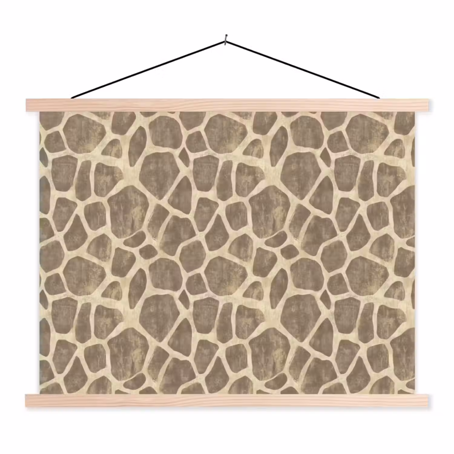 Giraf - Patroon - Beige - Bruin textielposter latten blank klein 122 -3d