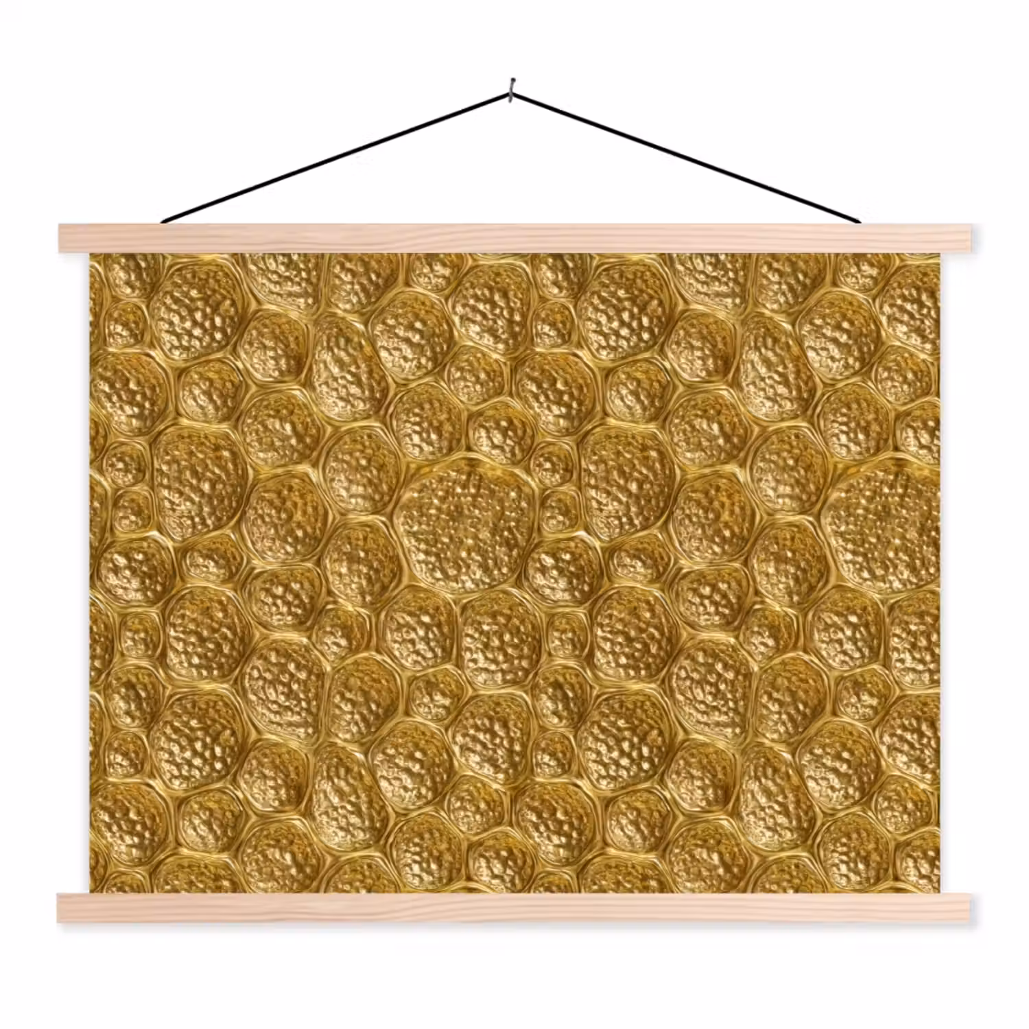 Gehamerd - Mozaïek - Antiek - Goud textielposter latten blank klein 122 -3d