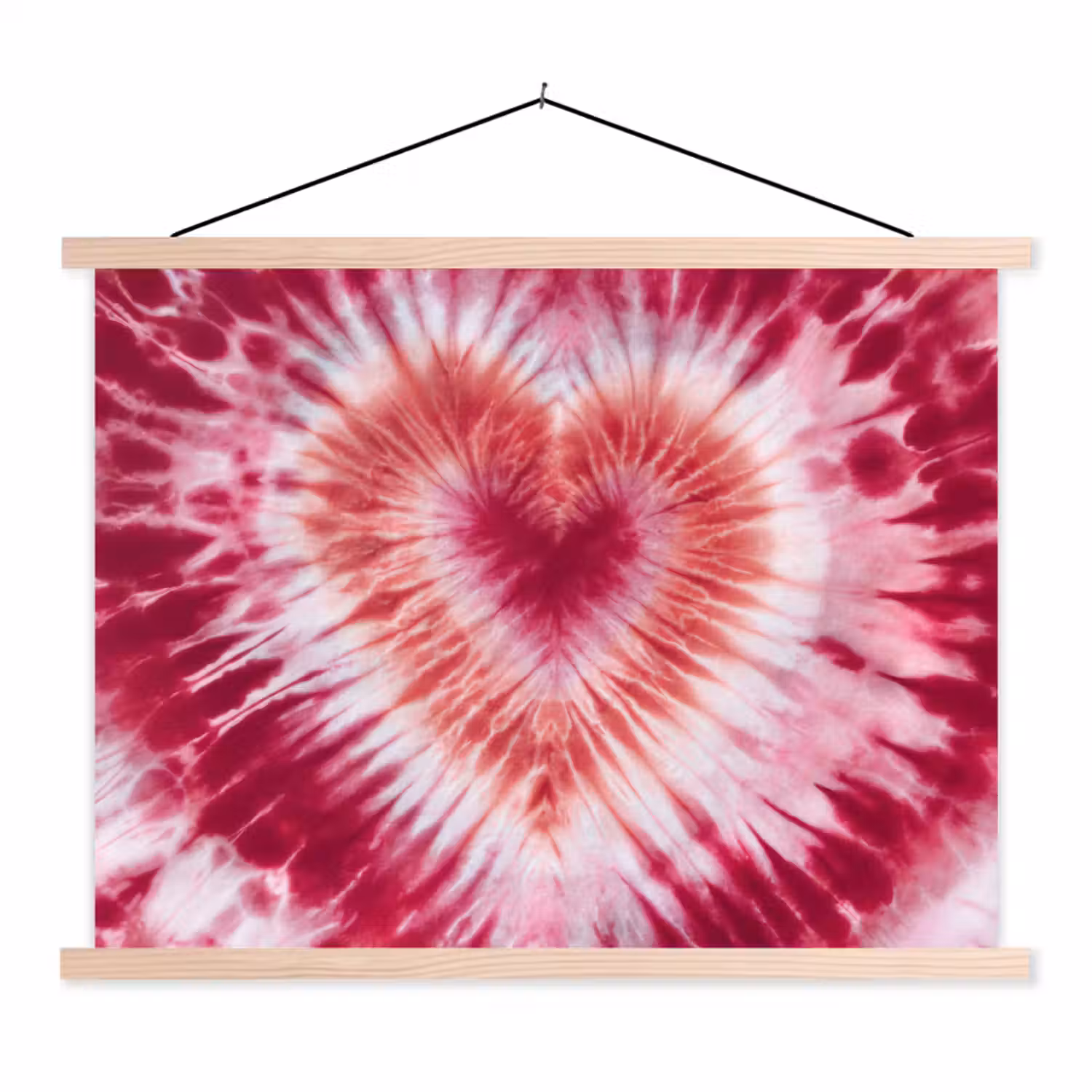 Hartvorm - Roze - Tie dye textielposter latten blank klein -3d