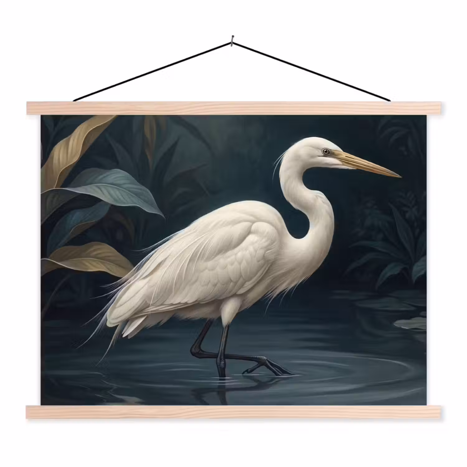 Reiger - Water - Natuur - Modern - Wit textielposter latten blank klein -3d